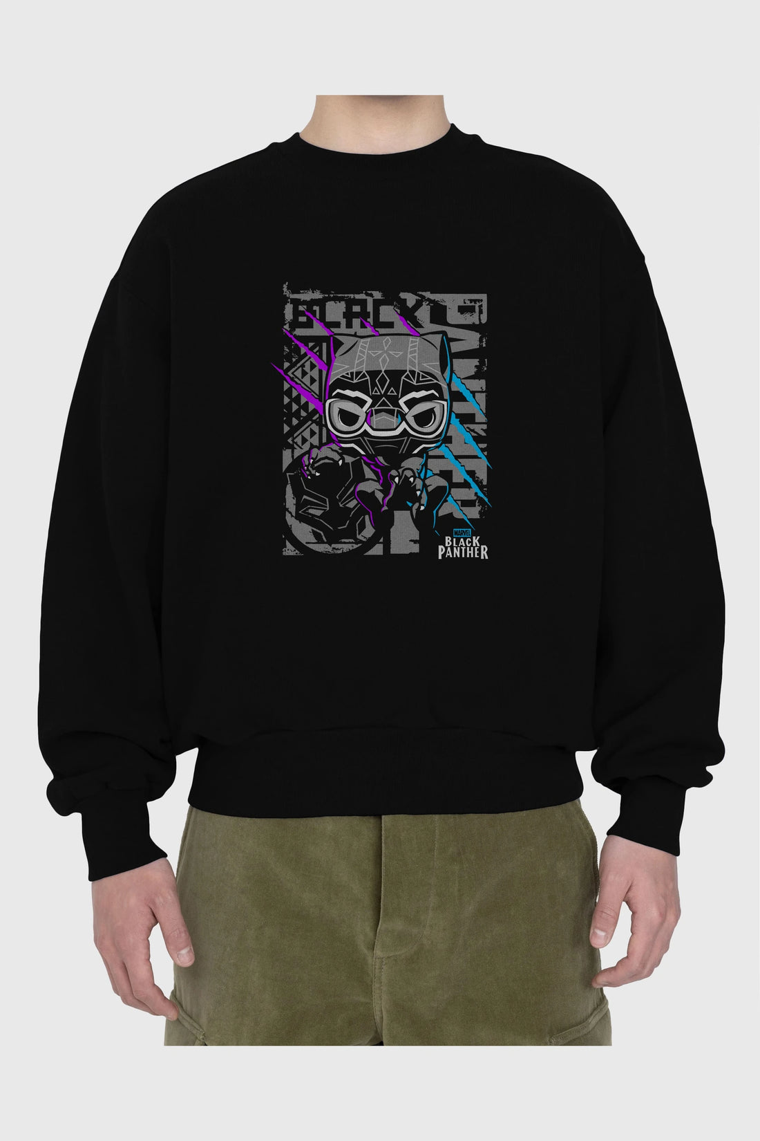 Black Panther Ön Baskılı Oversize Sweatshirt Erkek Kadın Unisex