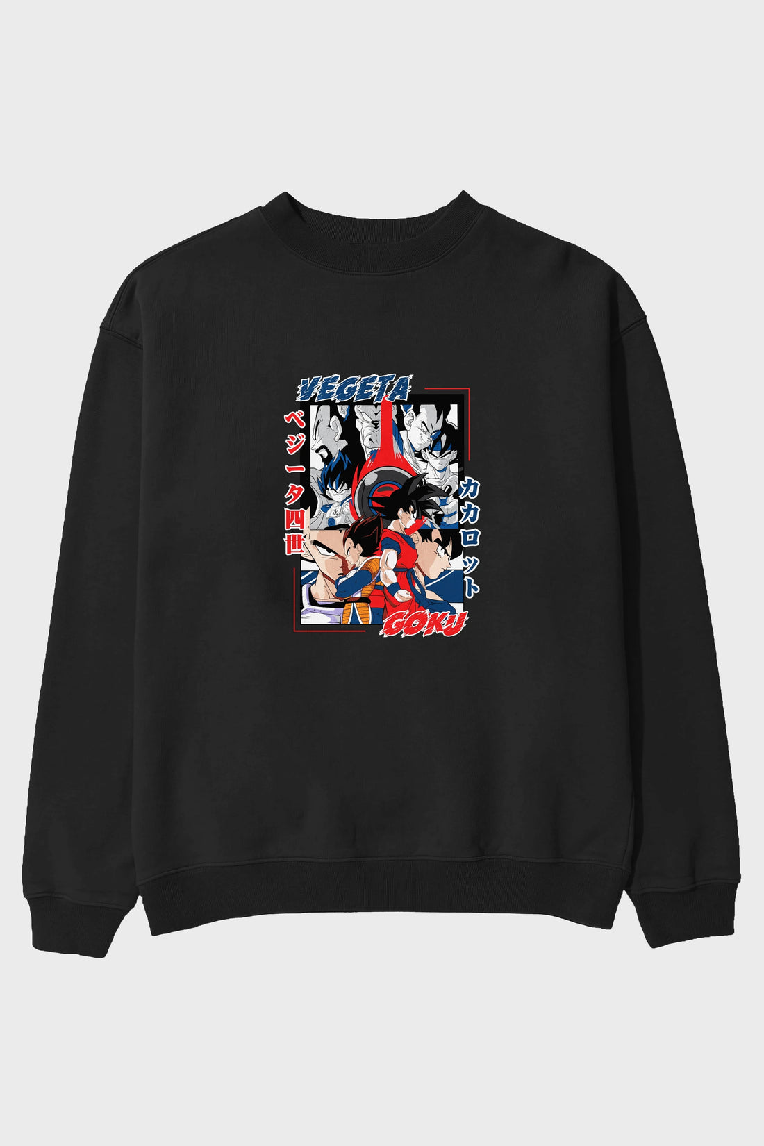 VEGETA VS GOKU Anime Ön Baskılı Oversize Sweatshirt Erkek Kadın Unisex