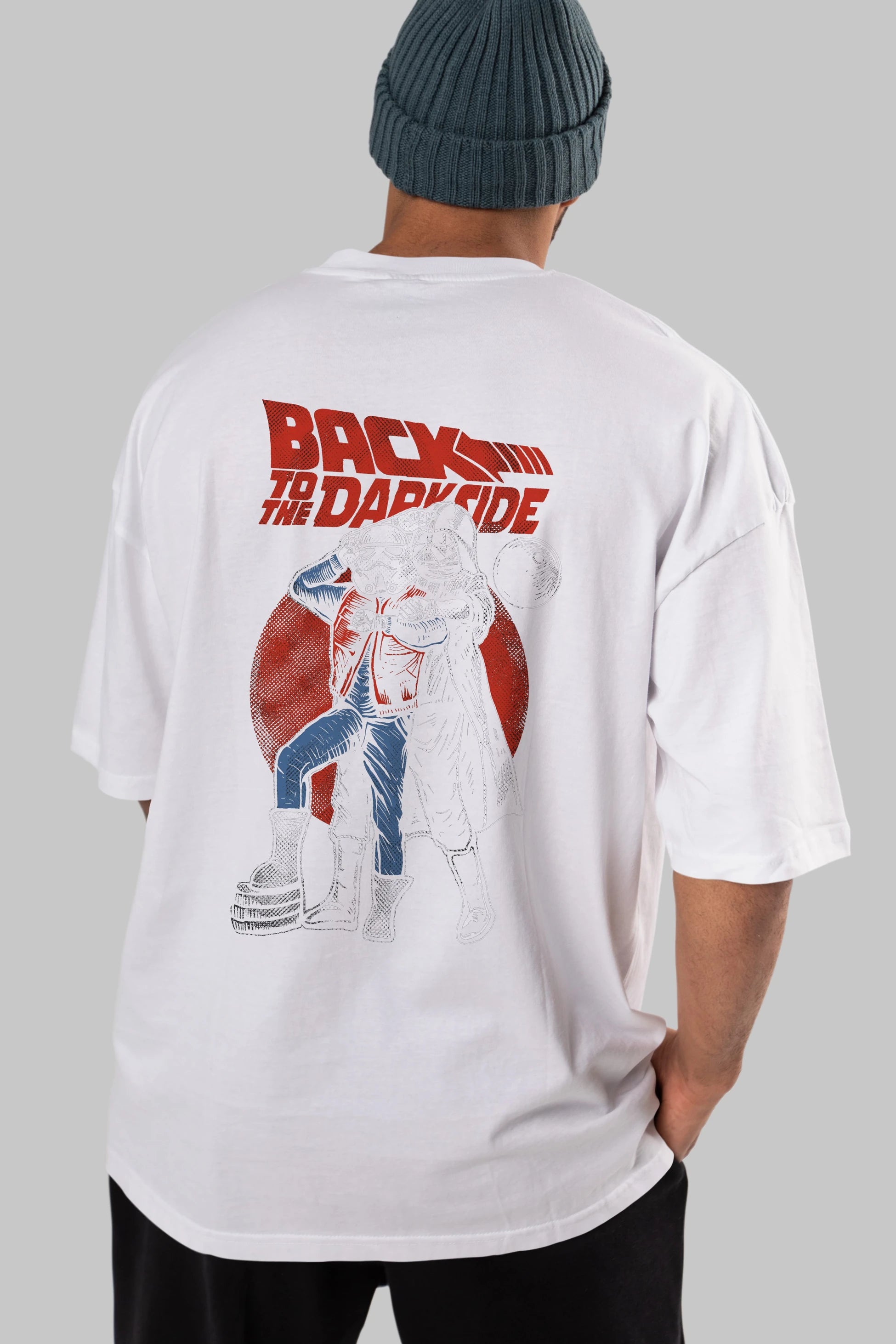 Back To The Darkside Arka Baskılı Oversize t-shirt Erkek Kadın Unisex %100 Pamuk