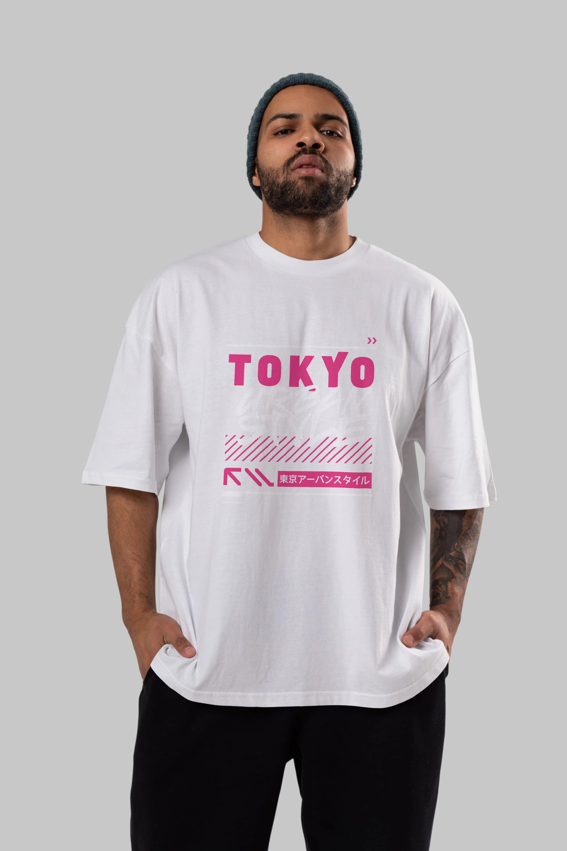 Tokyo Urban Style Ön Baskılı Oversize t-shirt Erkek Kadın Unisex