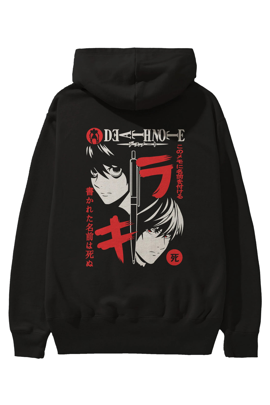 DEATHNOTE L vs KIRA Anime Arka Baskılı Hoodie Oversize Kapüşonlu Sweatshirt Erkek Kadın Unisex