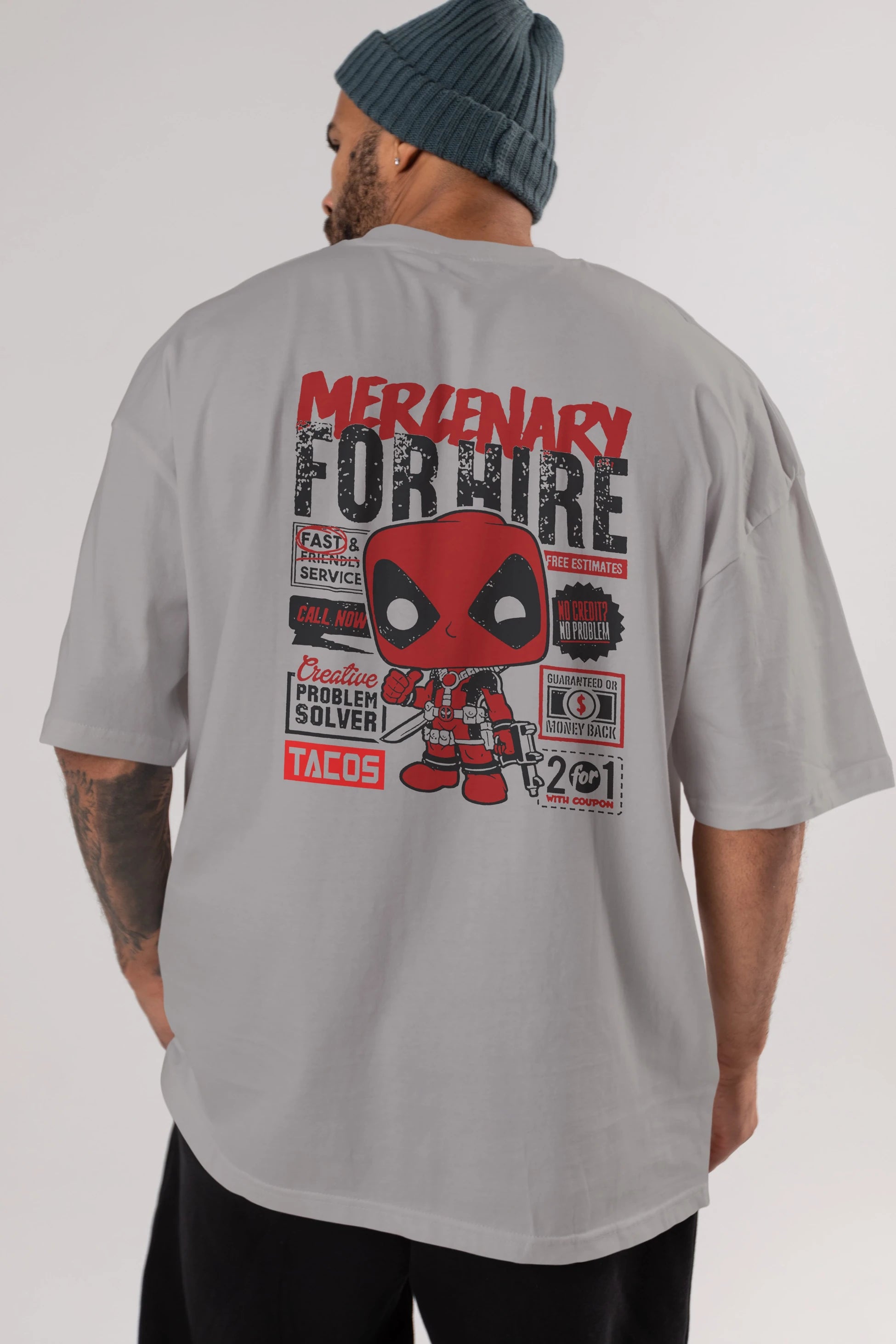 Deadpool (18) Arka Baskılı Oversize t-shirt Erkek Kadın Unisex %100 Pamuk Bisiklet Yaka tişort