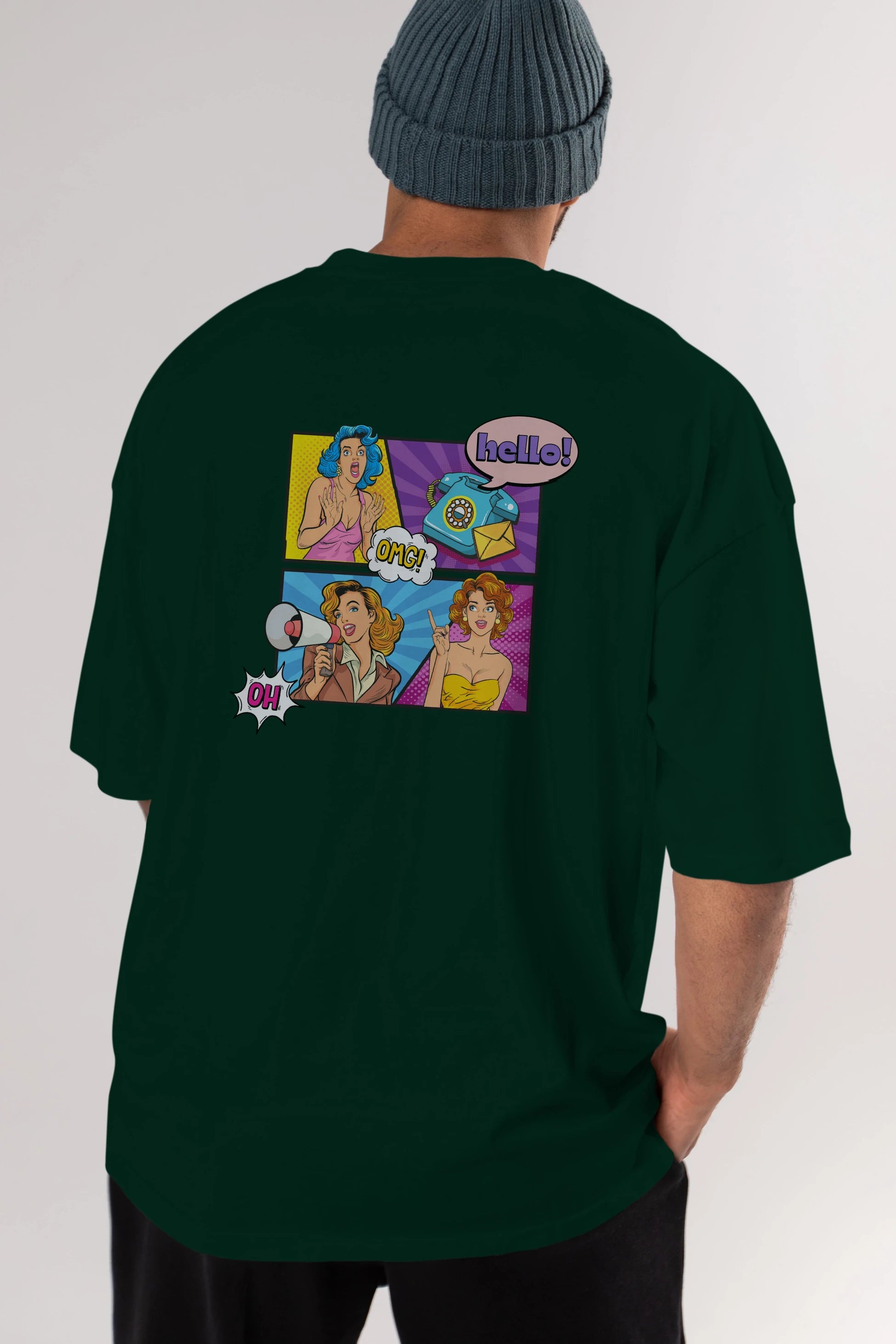 Hello OMG Arka Baskılı Oversize t-shirt Erkek Kadın Unisex