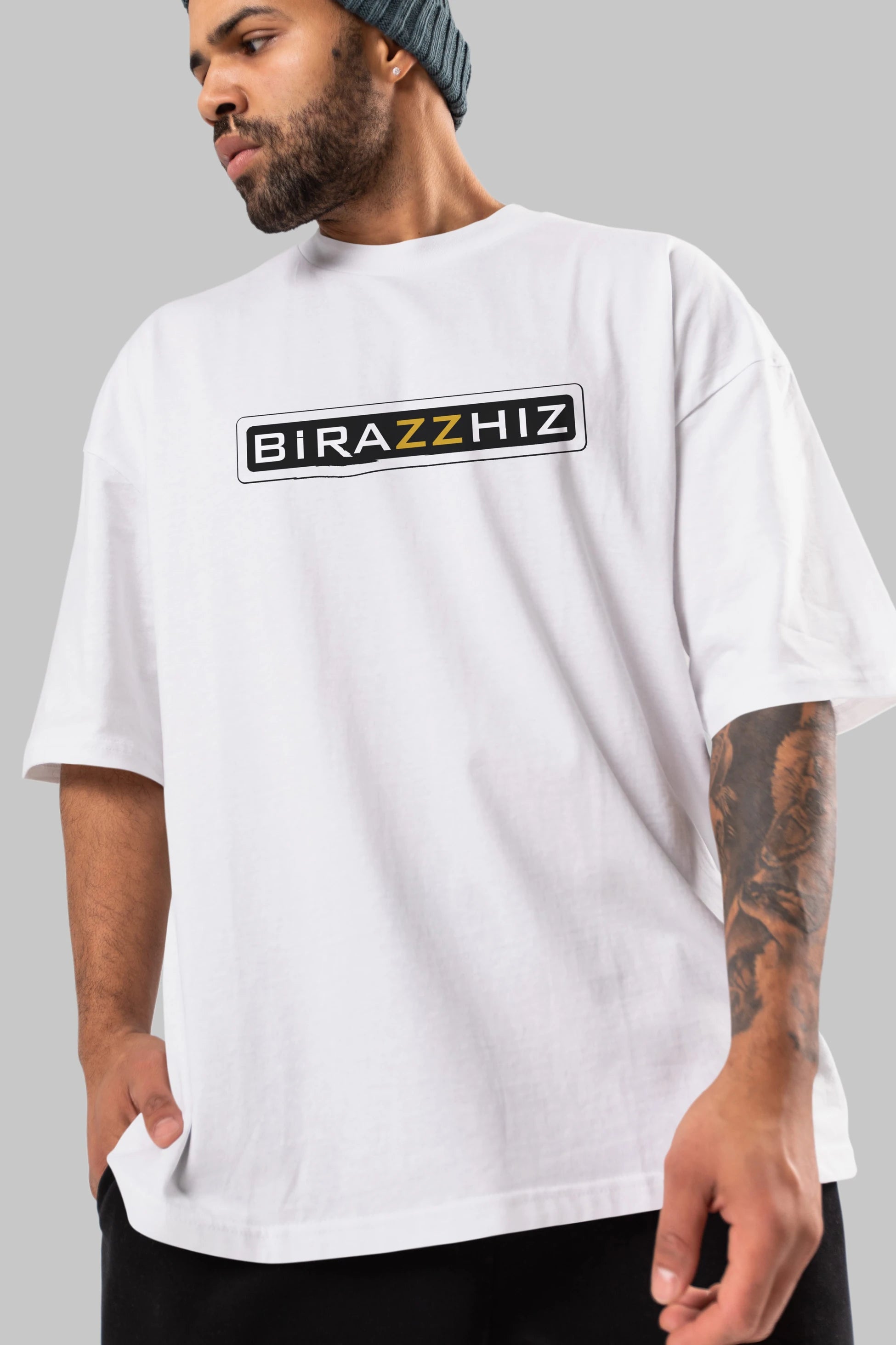 Birazzhız Ön Baskılı Oversize t-shirt %100 pamuk Erkek Kadın Unisex