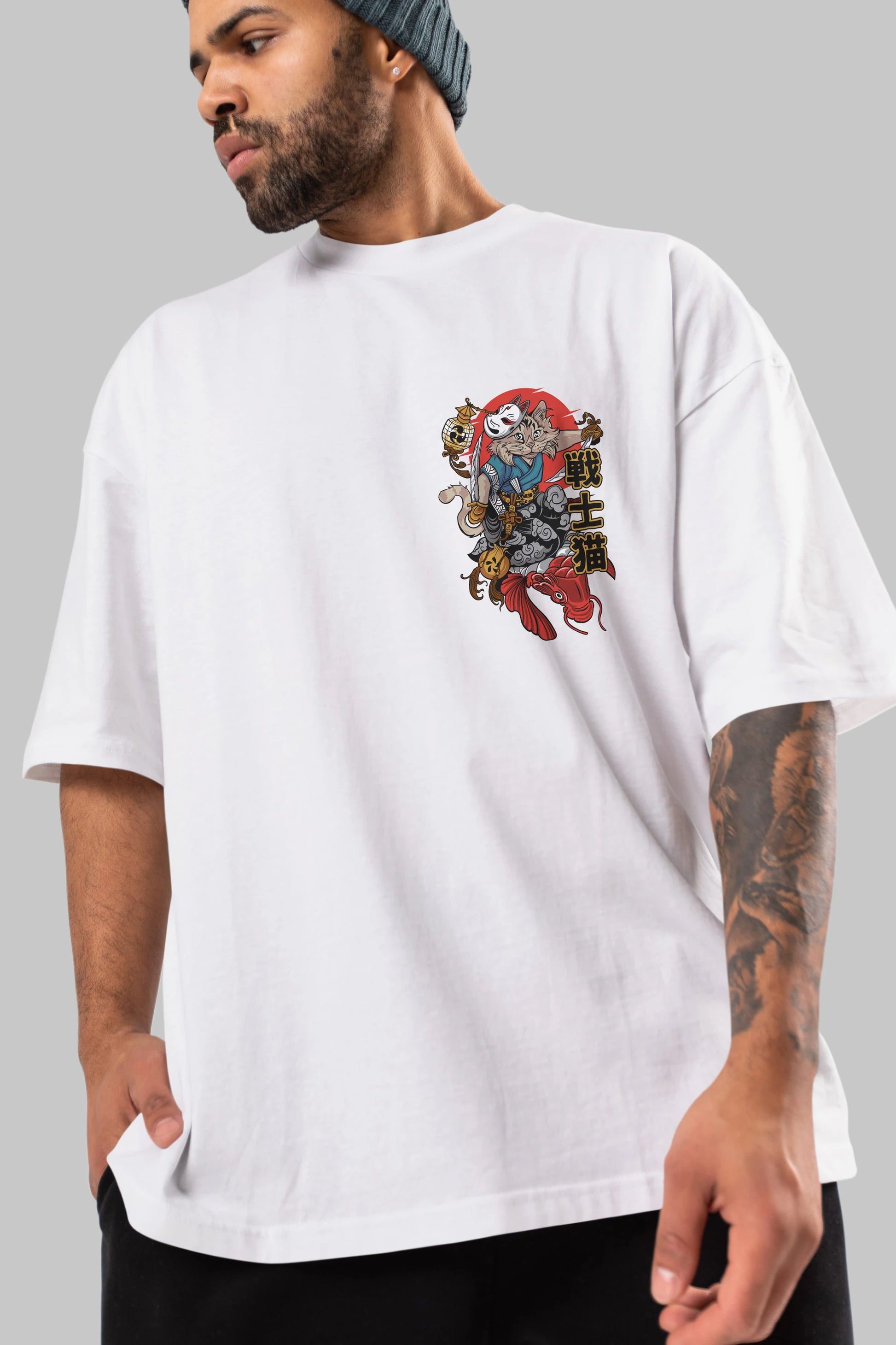 TRIBAL (2) Ön Sol Baskılı Oversize t-shirt Erkek Kadın Unisex %100 Pamuk Bisiklet Yaka tişort