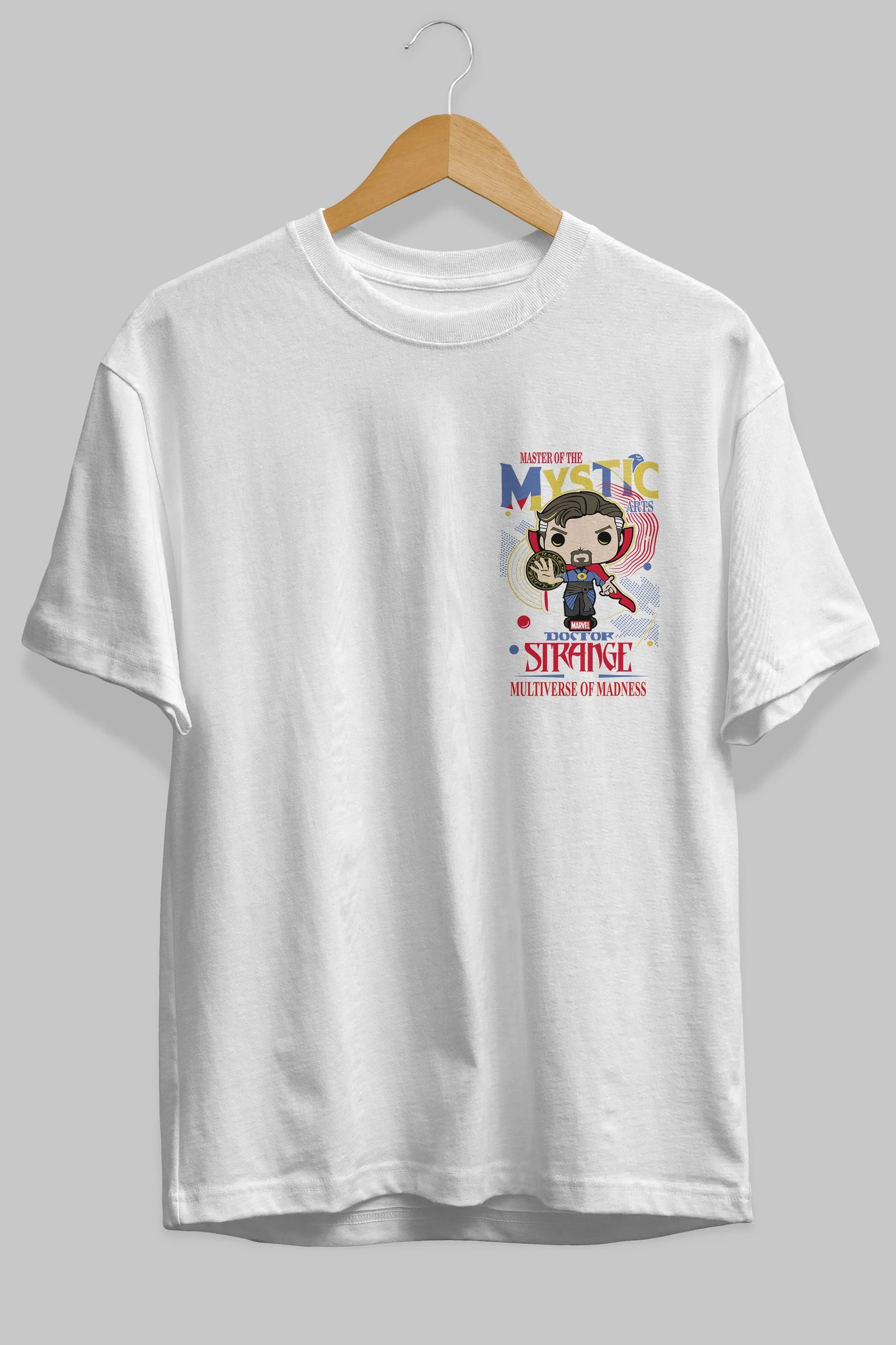 Doctor Strange Ön Sol Baskılı Oversize t-shirt Erkek Kadın Unisex %100 Pamuk Bisiklet Yaka tişort