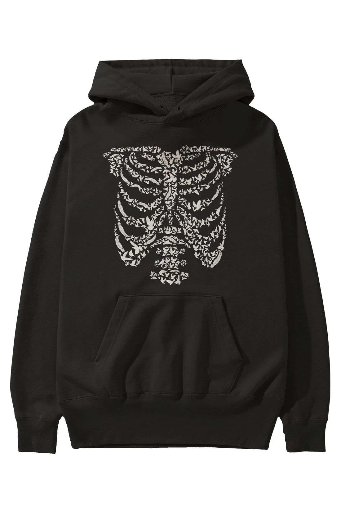 Ribcage Bird Ön Baskılı Hoodie Oversize Kapüşonlu Sweatshirt Erkek Kadın Unisex