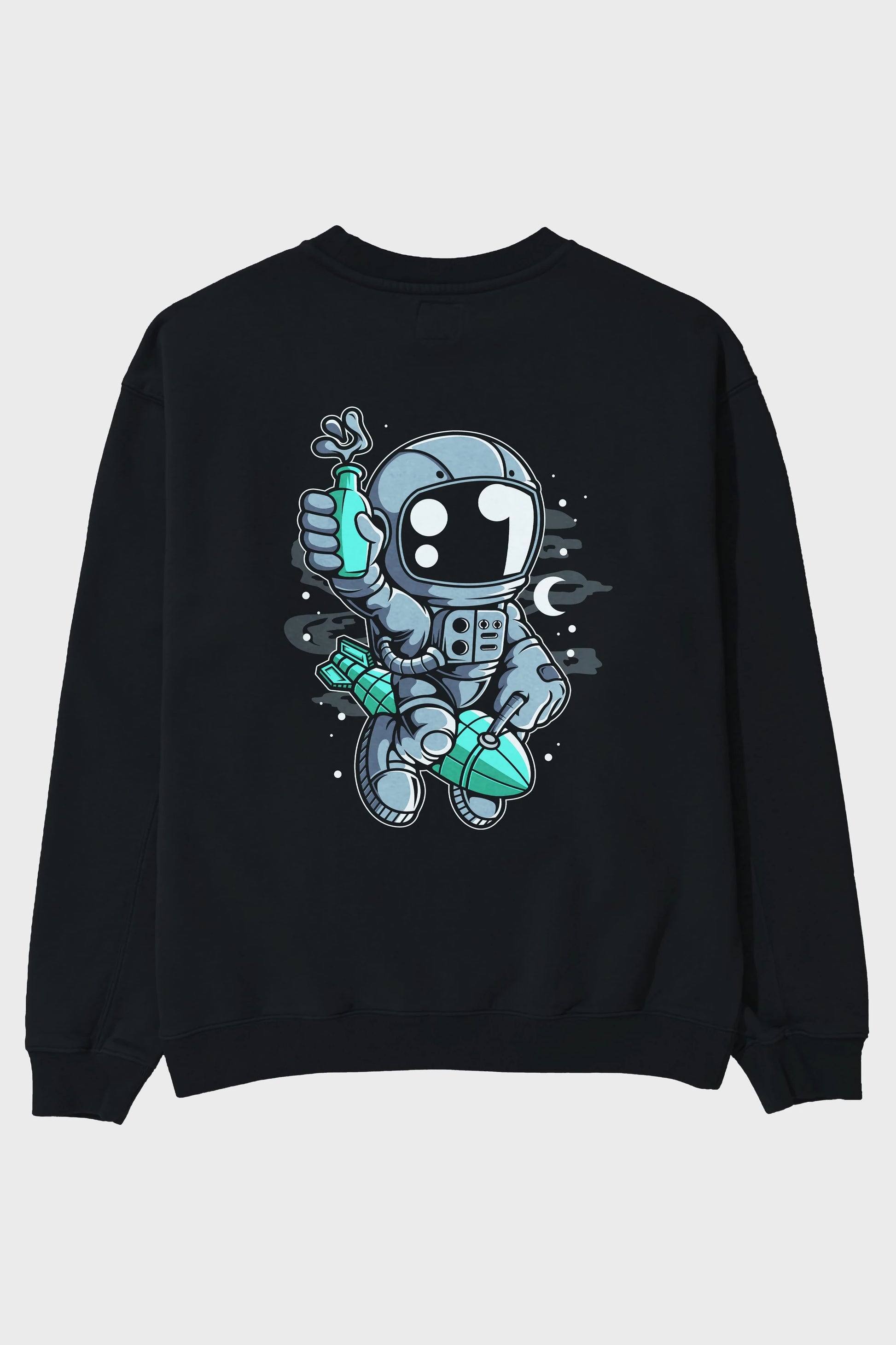 Astronaut Rocket Arka Baskılı Oversize Sweatshirt Erkek Kadın Unisex