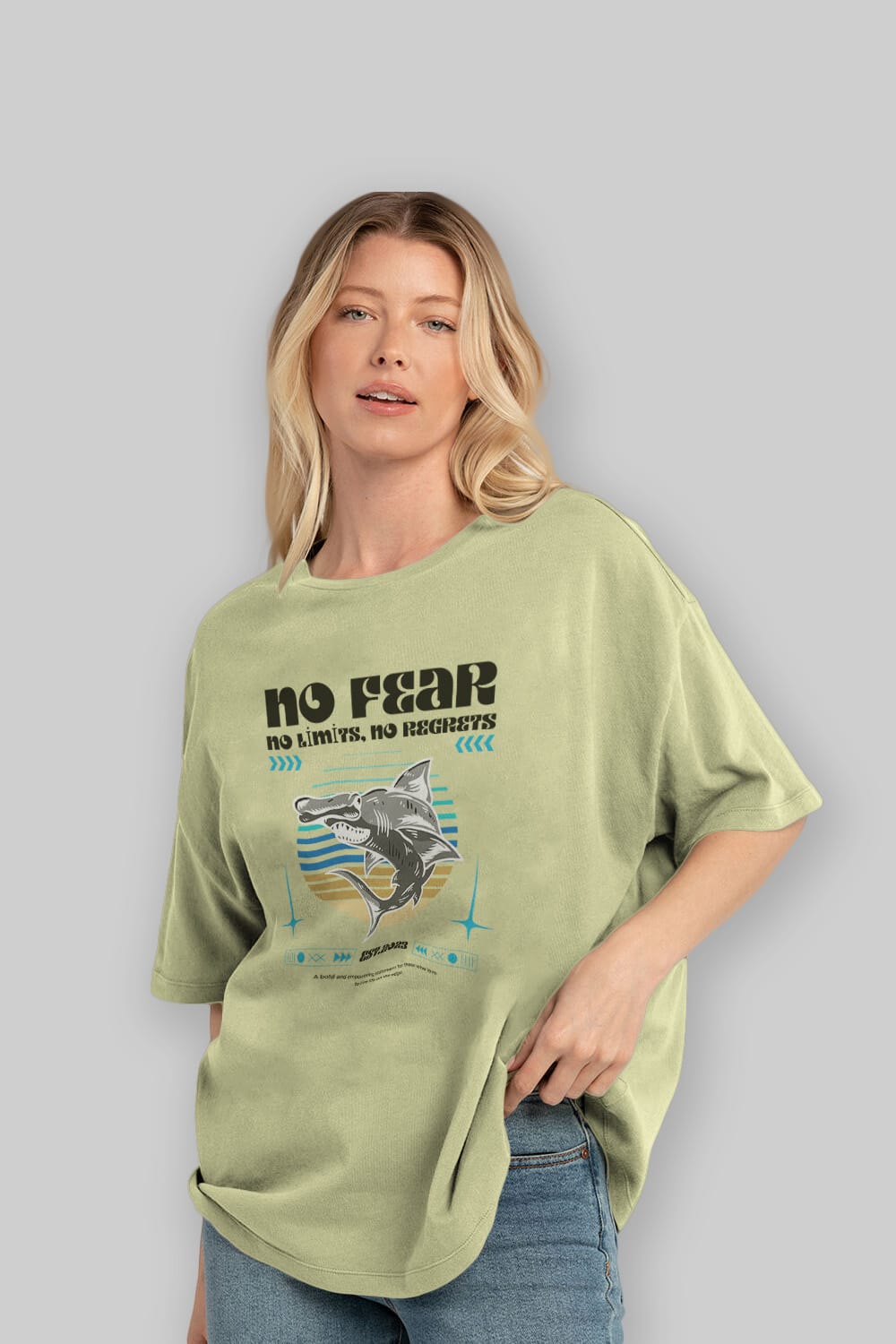 No Fear Yazılı Ön Baskılı Oversize t-shirt Erkek Kadın Unisex