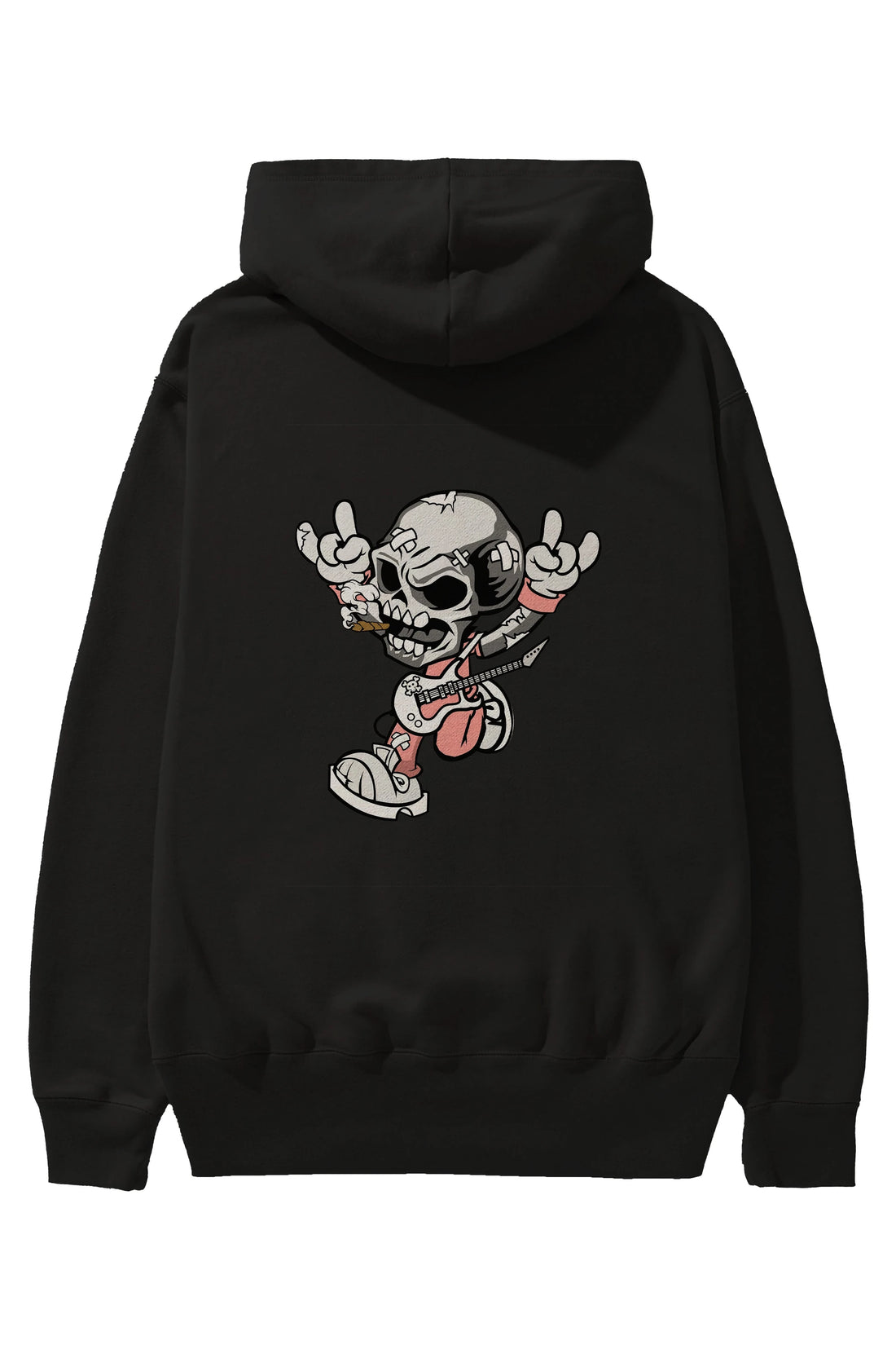 Skull Metal Sign Arka Baskılı Hoodie Oversize Kapüşonlu Sweatshirt Erkek Kadın Unisex