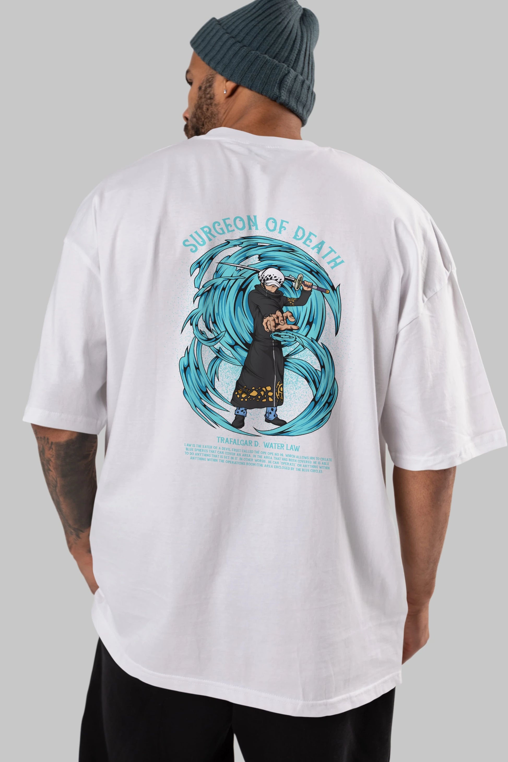 Trafalgad D. Water Law Anime Arka Baskılı Oversize t-shirt Erkek Kadın Unisex