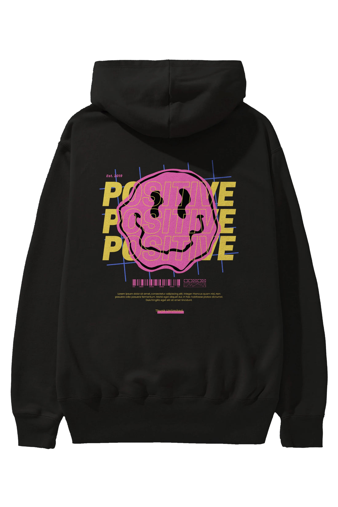 Positive 2 Arka Baskılı Oversize Hoodie Kapüşonlu Sweatshirt Erkek Kadın Unisex