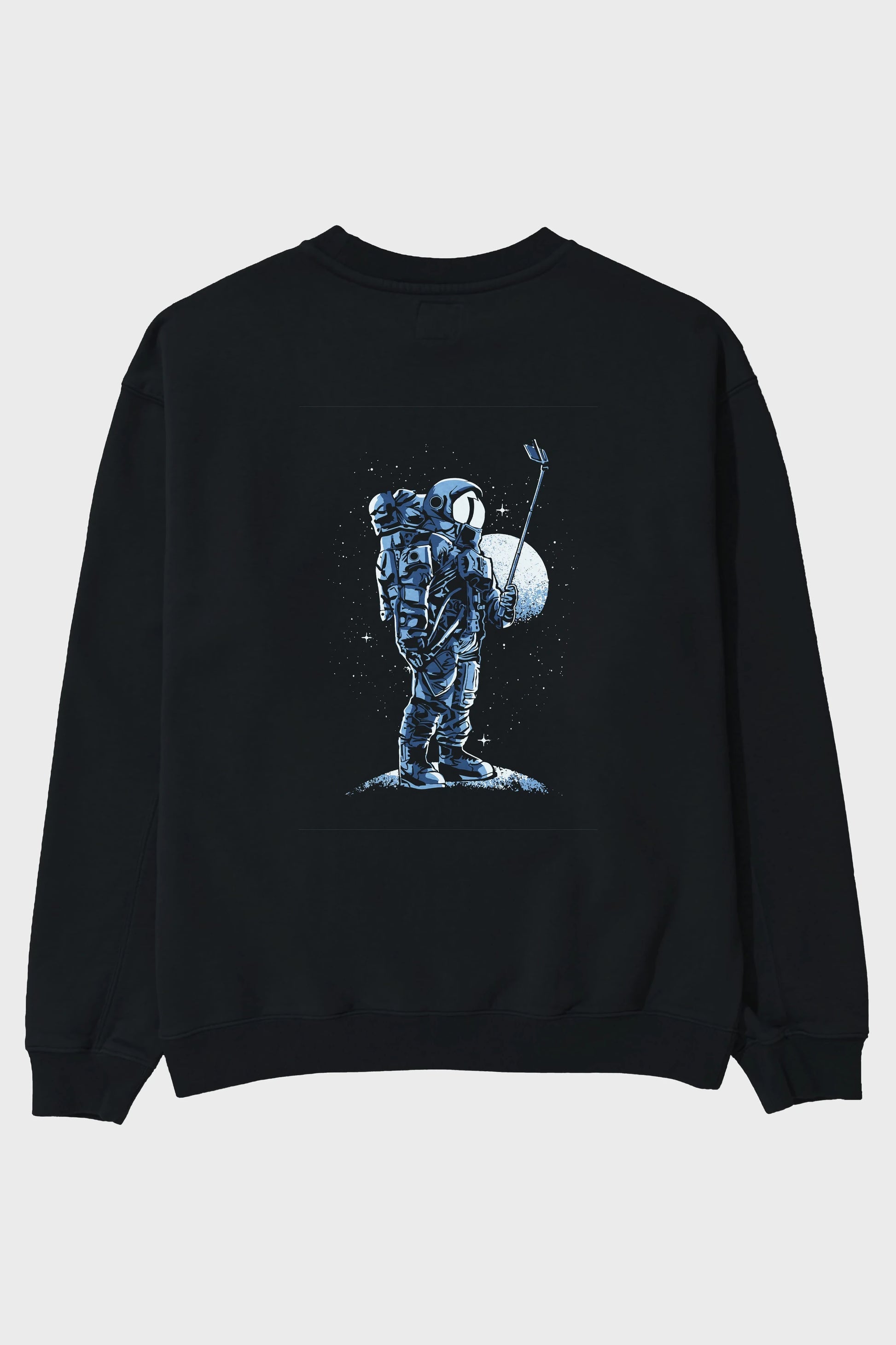 Selfie Astronaut Arka Baskılı Oversize Sweatshirt Erkek Kadın Unisex