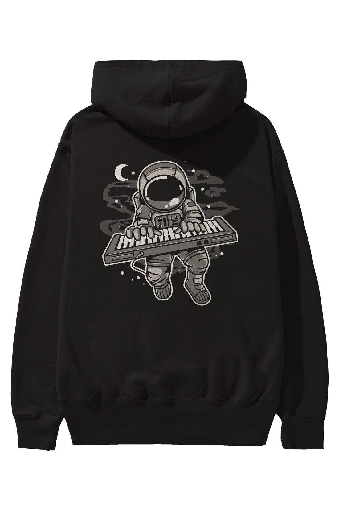 Astronaut Keyboard Arka Baskılı Hoodie Oversize Kapüşonlu Sweatshirt Erkek Kadın Unisex