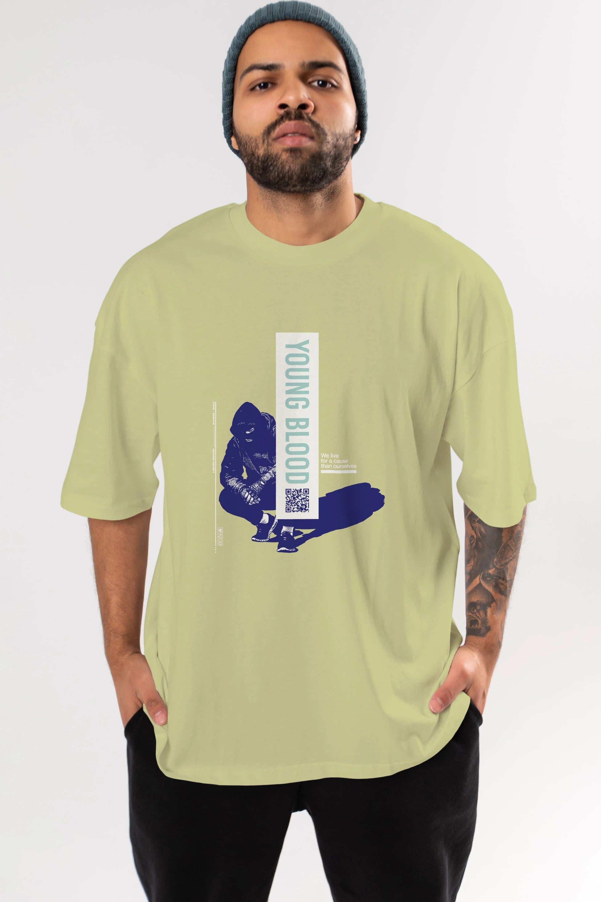Young Blood Ön Baskılı Oversize t-shirt Erkek Kadın Unisex