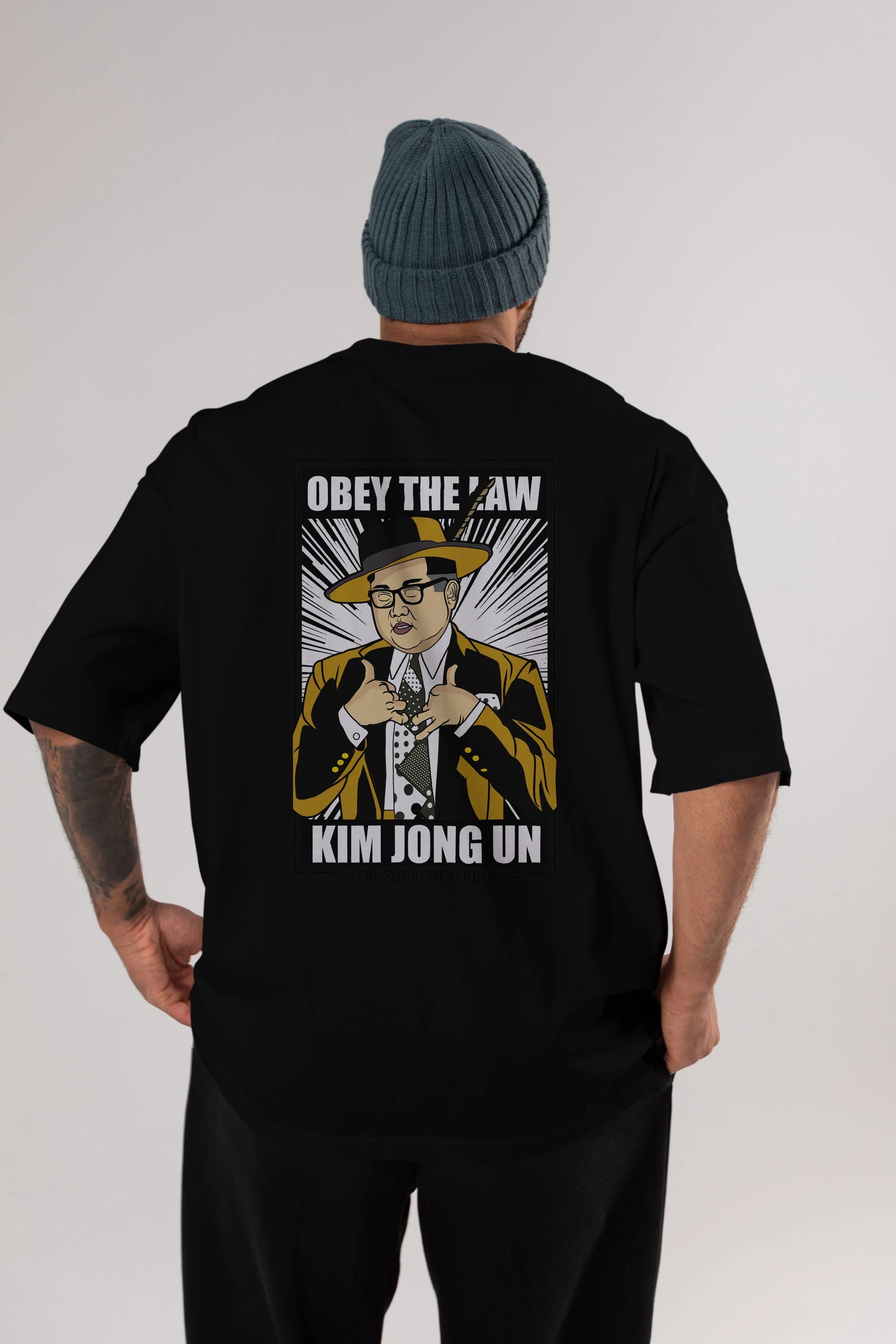 The Mask Jong Un Arka Baskılı Oversize t-shirt Erkek Kadın Unisex %100 Pamuk tişort