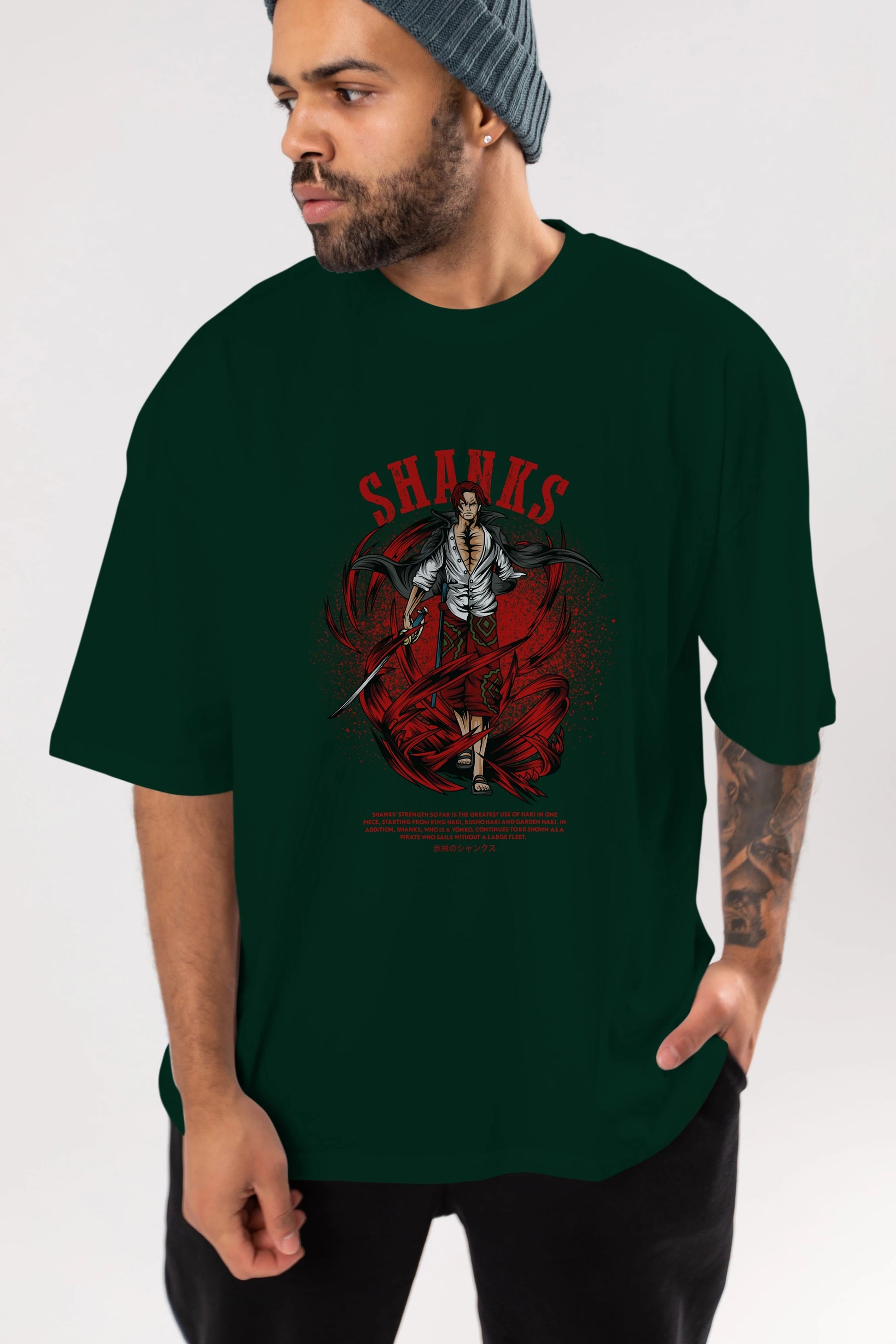 Shanks Anime Ön Baskılı Oversize t-shirt %100 pamuk Erkek Kadın Unisex