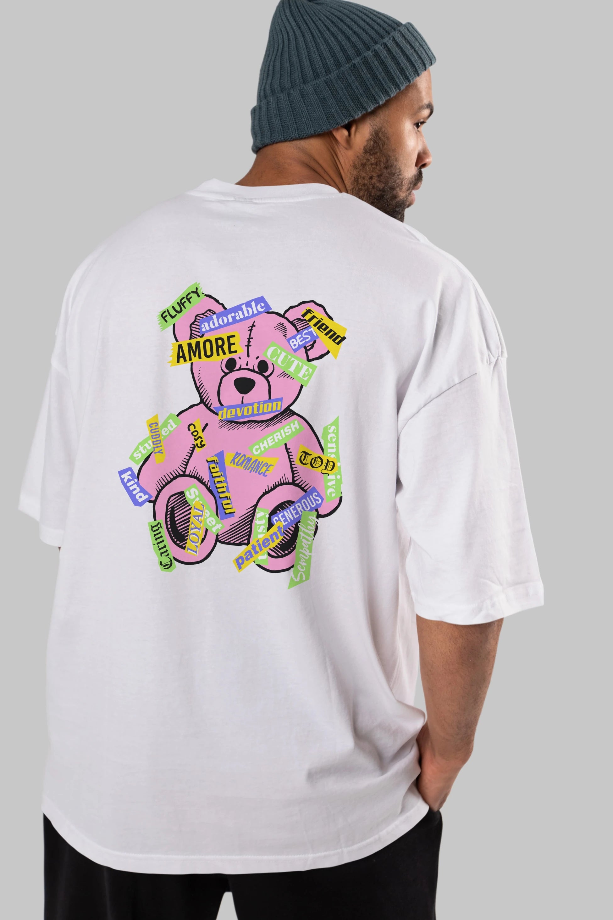 Teddy Bear Cute Arka Baskılı Oversize t-shirt Erkek Kadın Unisex