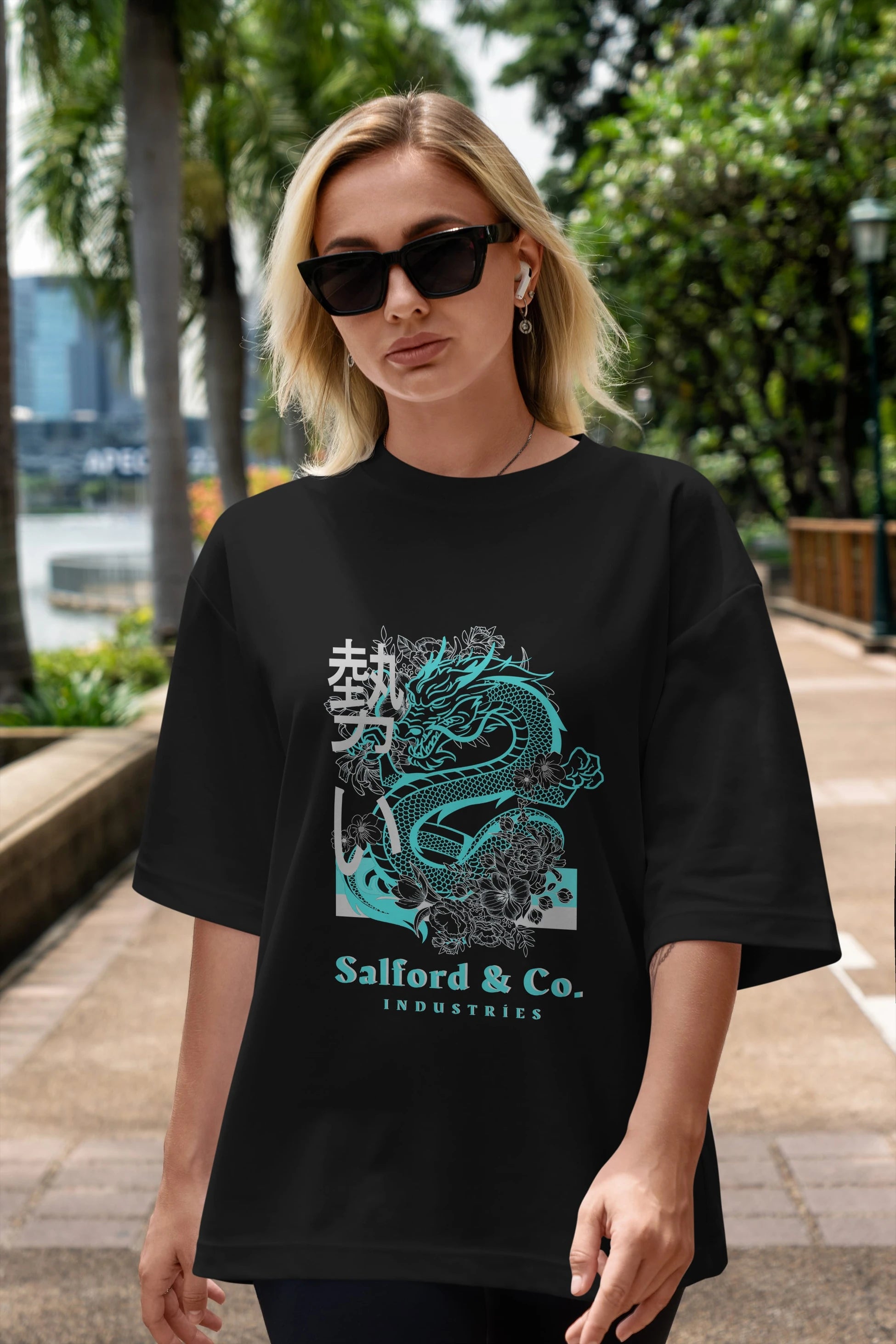 Dragon Ön Baskılı Oversize t-shirt Erkek Kadın Unisex