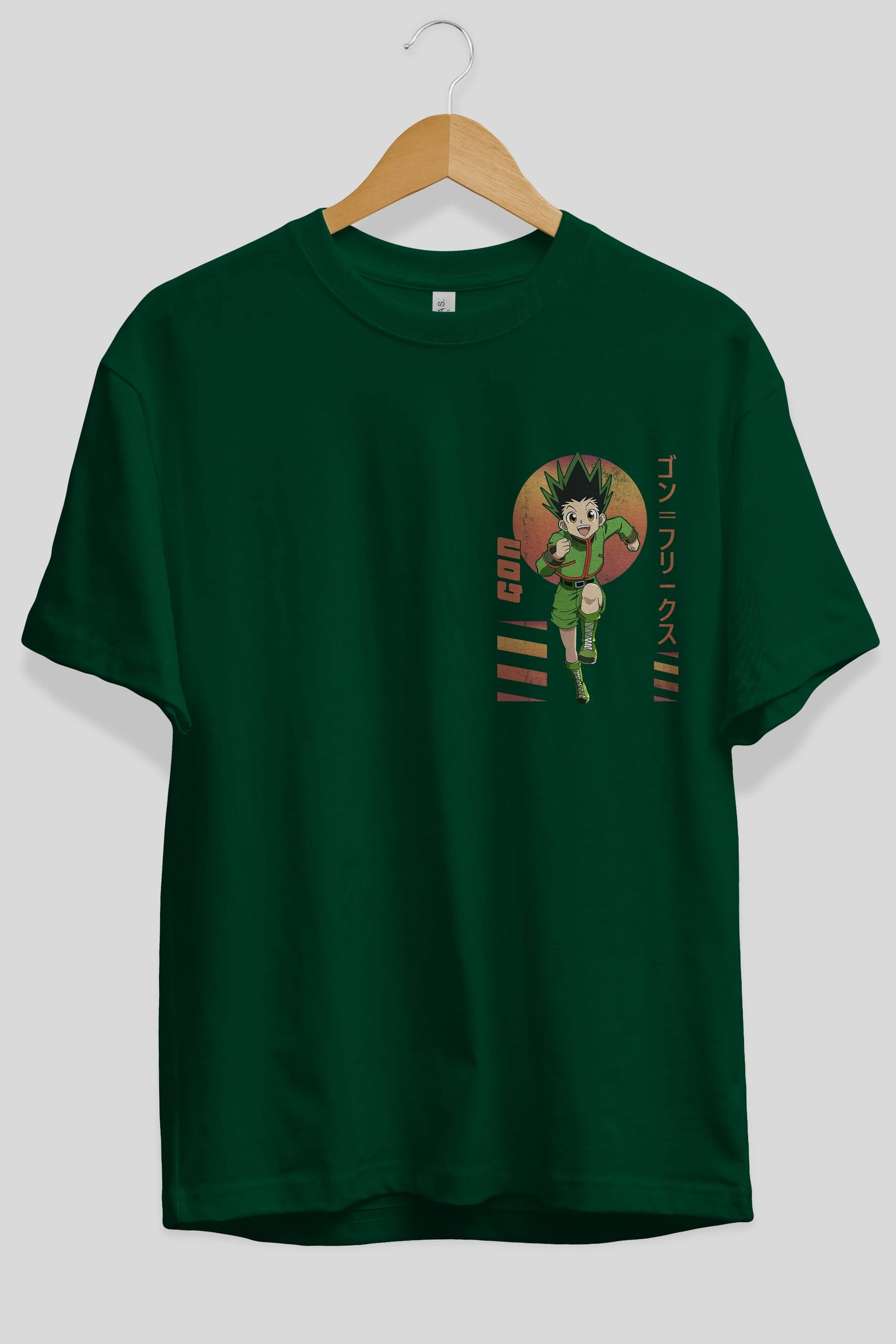 Gon Freecss HUNTER X HUNTER 2 Ön Sol Baskılı Oversize t-shirt Erkek Kadın Unisex %100 Pamuk Bisiklet Yaka tişort