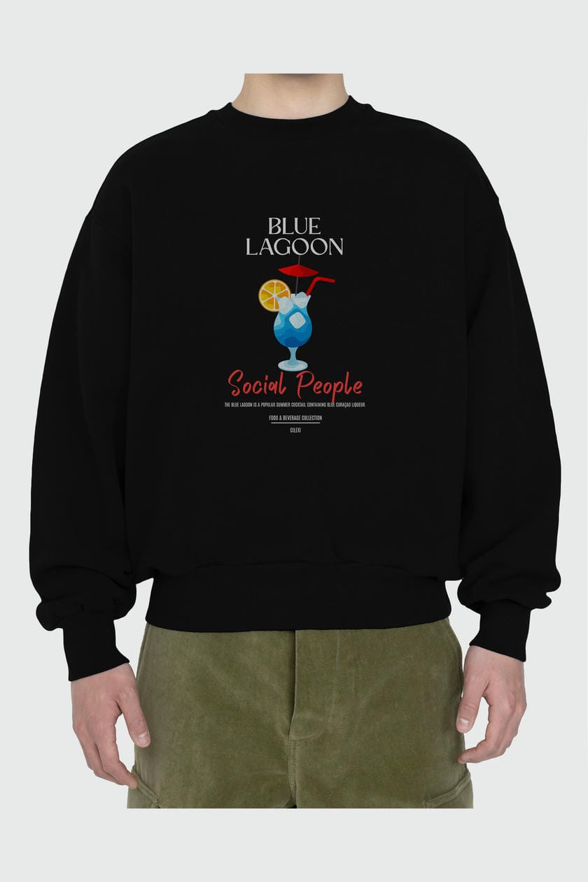 Blue Lagoon ön Baskılı Oversize Sweatshirt Erkek Kadın Unisex