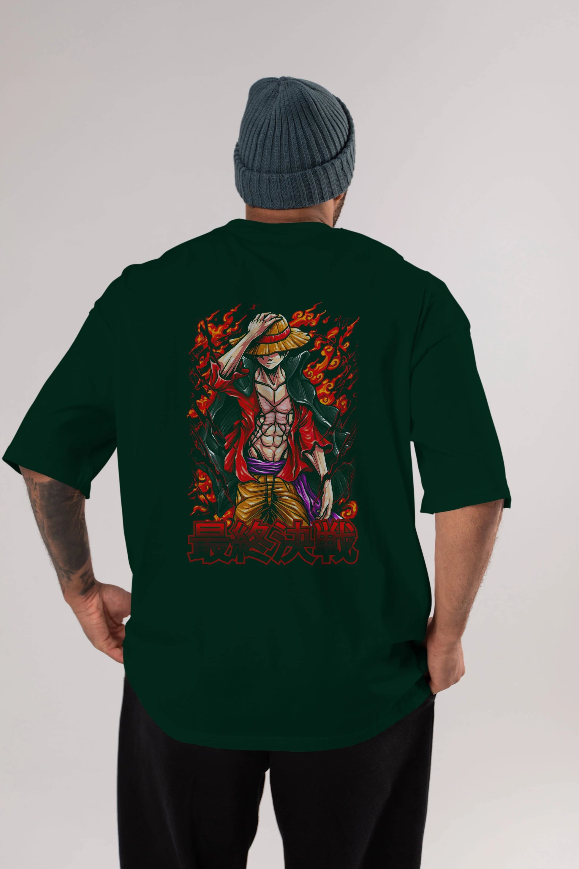 MONKEY D. LUFFY (3) Anime Arka Baskılı Oversize t-shirt Erkek Kadın Unisex