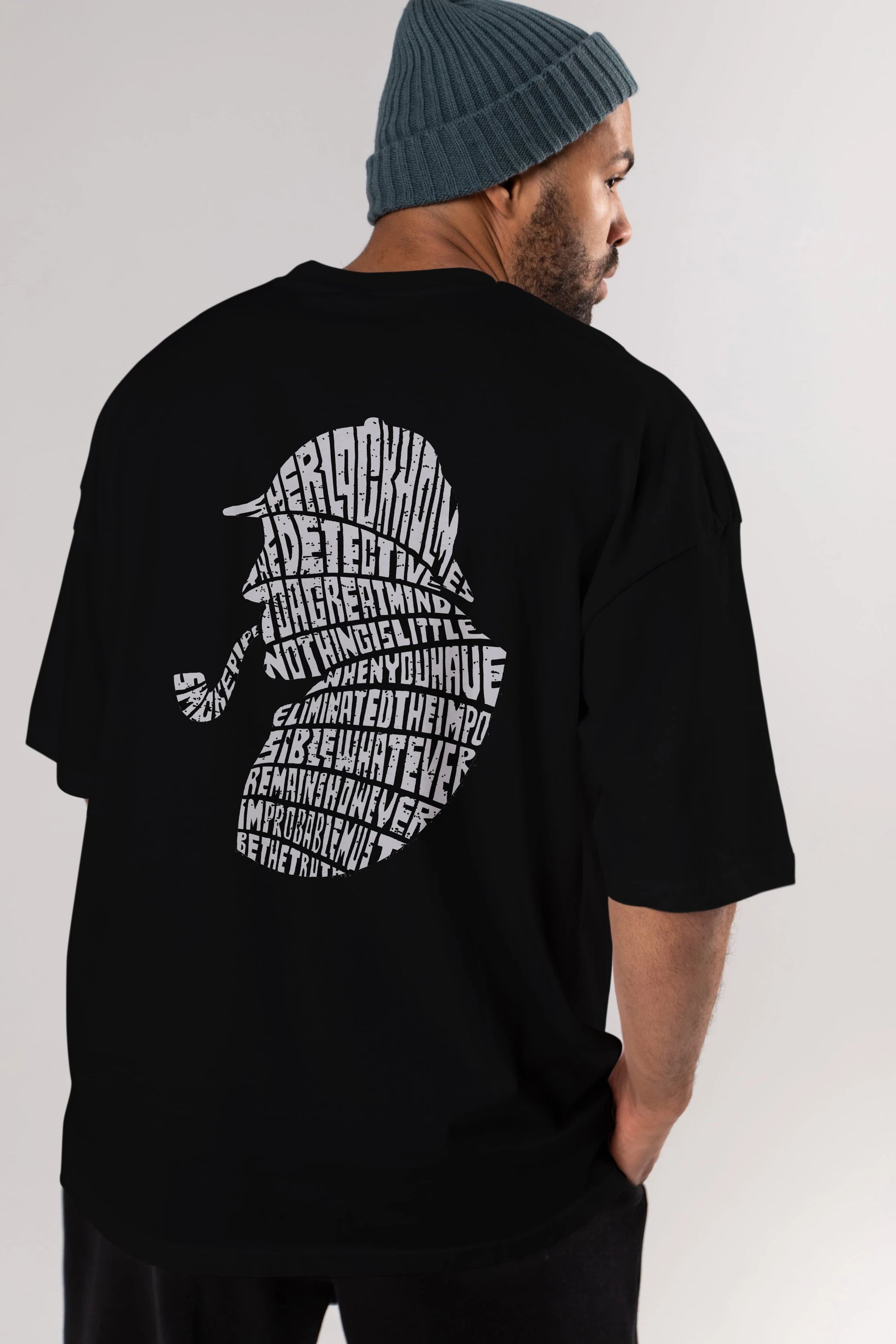 Holmes Arka Baskılı Oversize t-shirt %100 pamuk Erkek Kadın Unisex