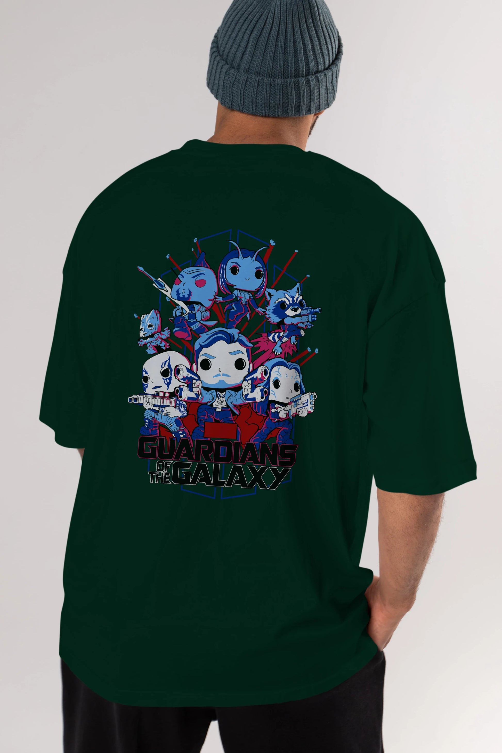Guardians of the Galaxy Arka Baskılı Oversize t-shirt Erkek Kadın Unisex %100 Pamuk Bisiklet Yaka tişort