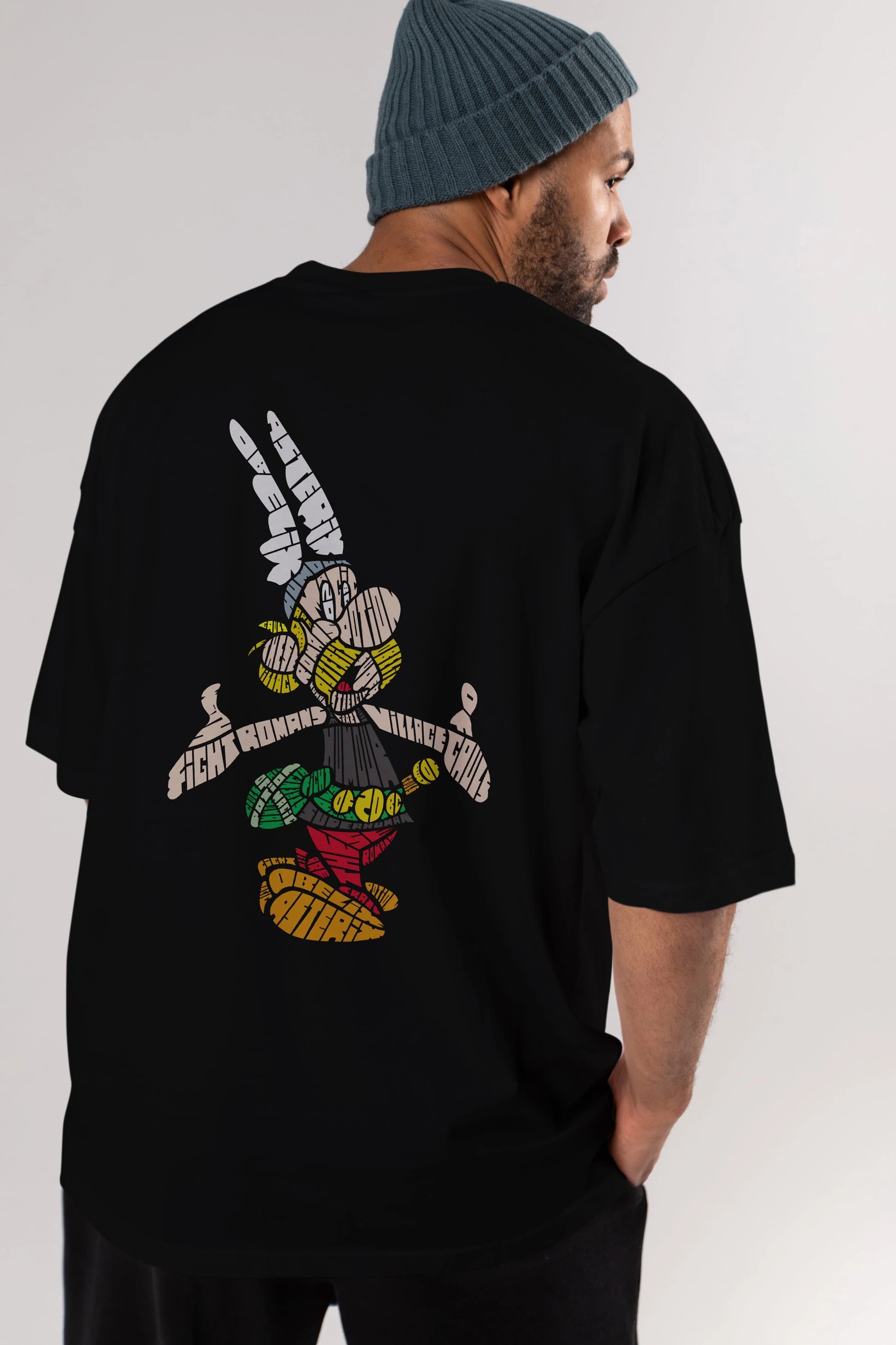 Asterix Arka Baskılı Oversize t-shirt %100 pamuk Erkek Kadın Unisex