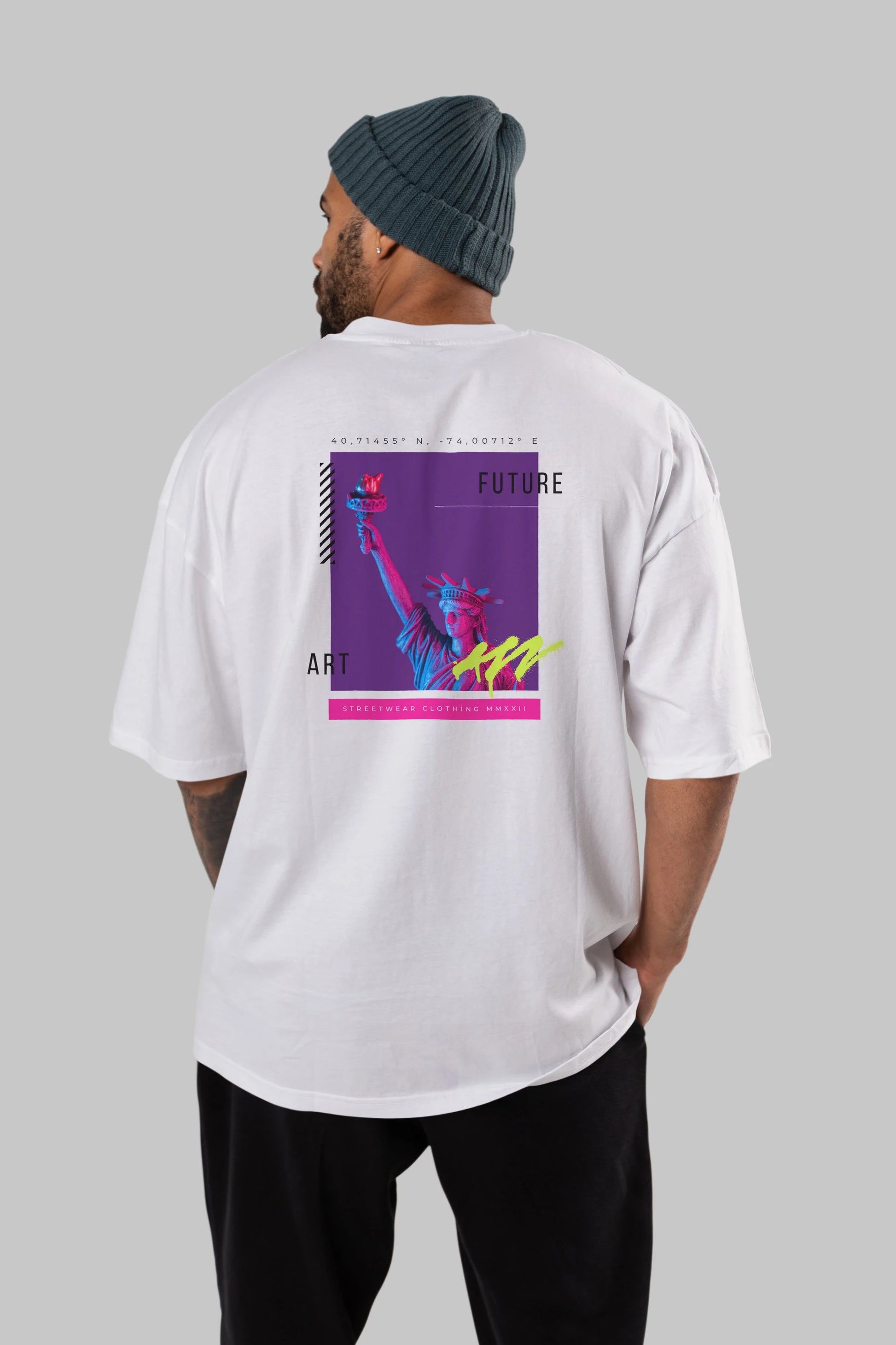 Future Art Arka Baskılı Oversize t-shirt Erkek Kadın Unisex