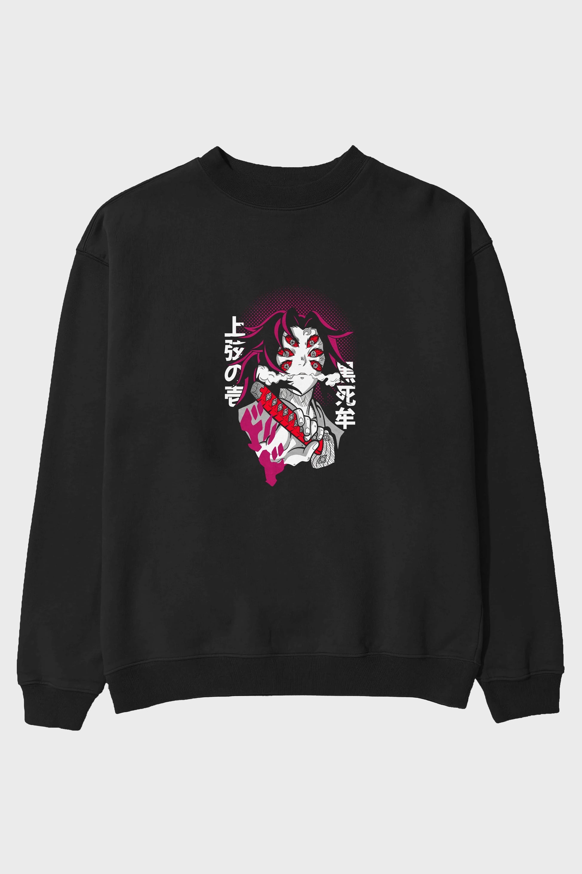 Kokushibo Anime Ön Baskılı Oversize Sweatshirt Erkek Kadın Unisex