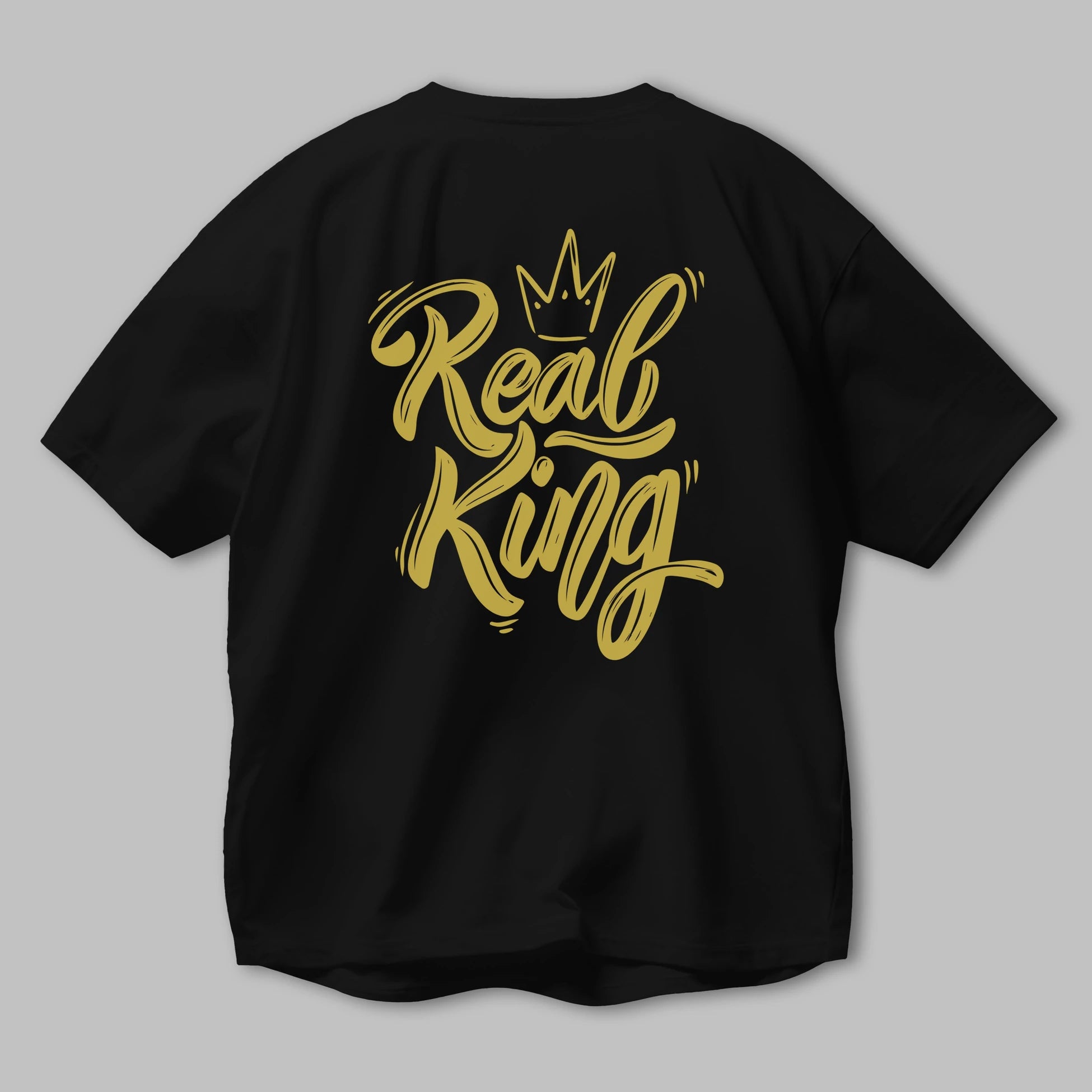Real King Yazılı Arka Baskılı Oversize t-shirt Erkek Kadın Unisex