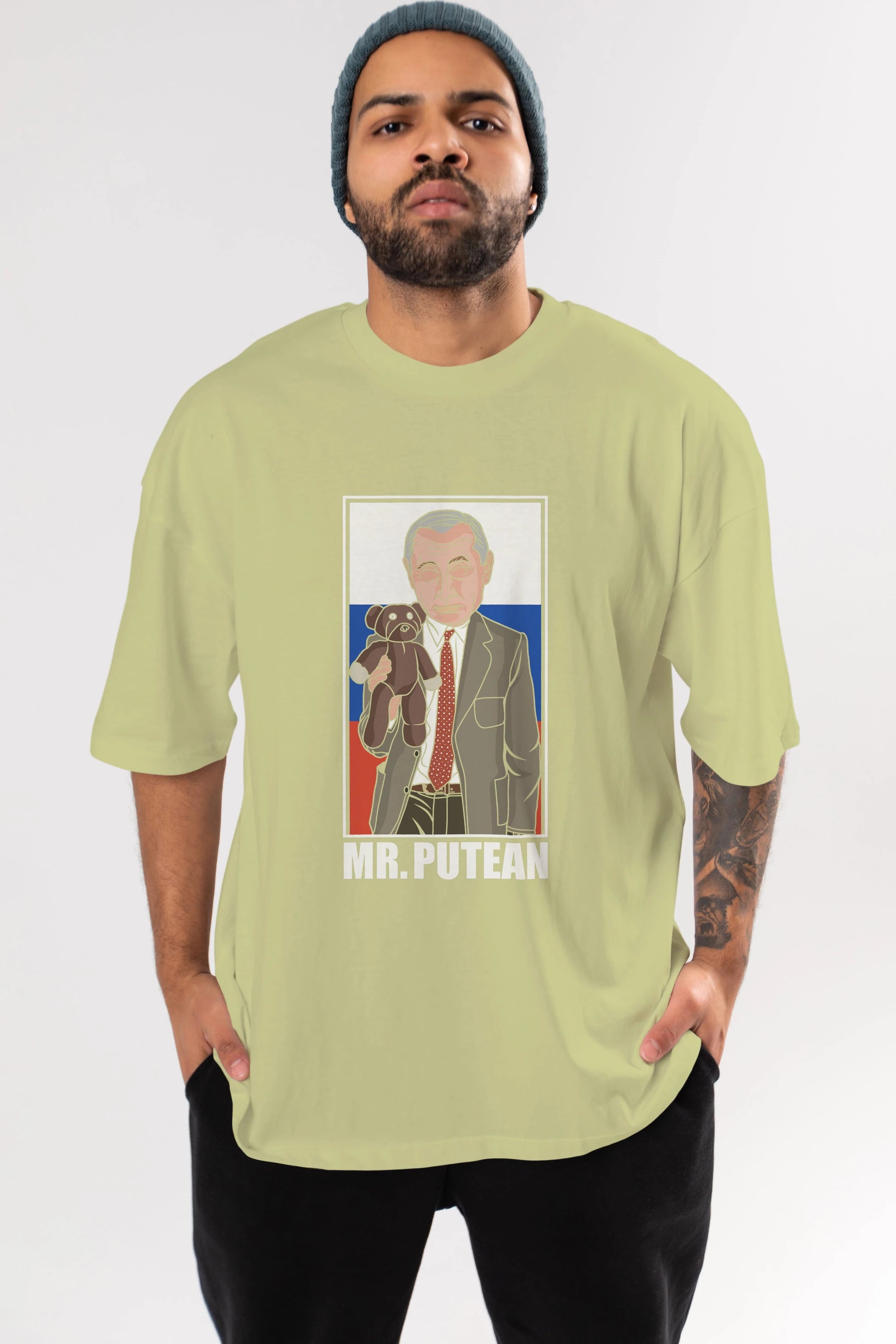 Mr Putean Ön Baskılı Oversize t-shirt Erkek Kadın Unisex %100 Pamuk tişort
