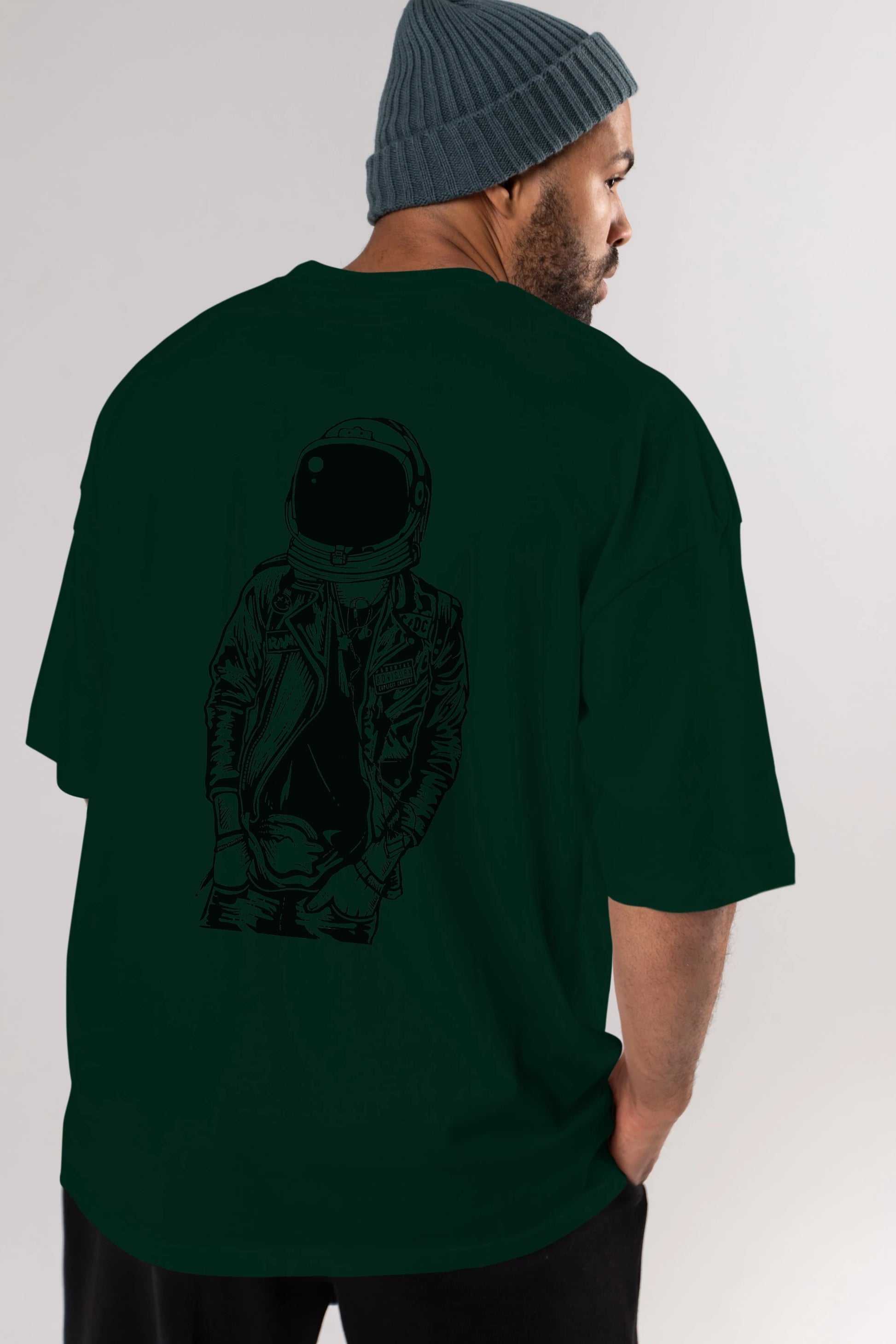 Astronaut Punkster Arka Baskılı Oversize t-shirt Erkek Kadın Unisex %100 Pamuk