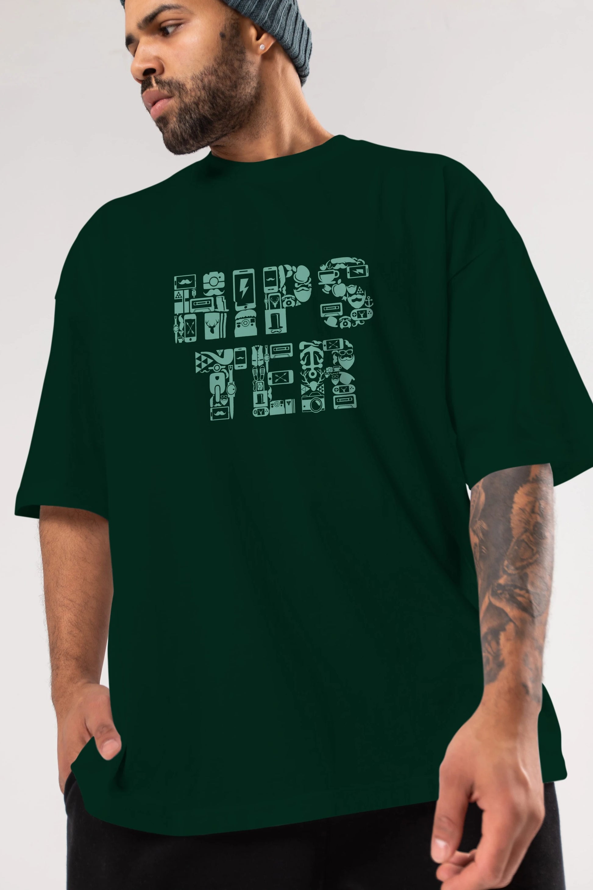 HIPSTER Ön Baskılı Oversize t-shirt %100 pamuk Erkek Kadın Unisex