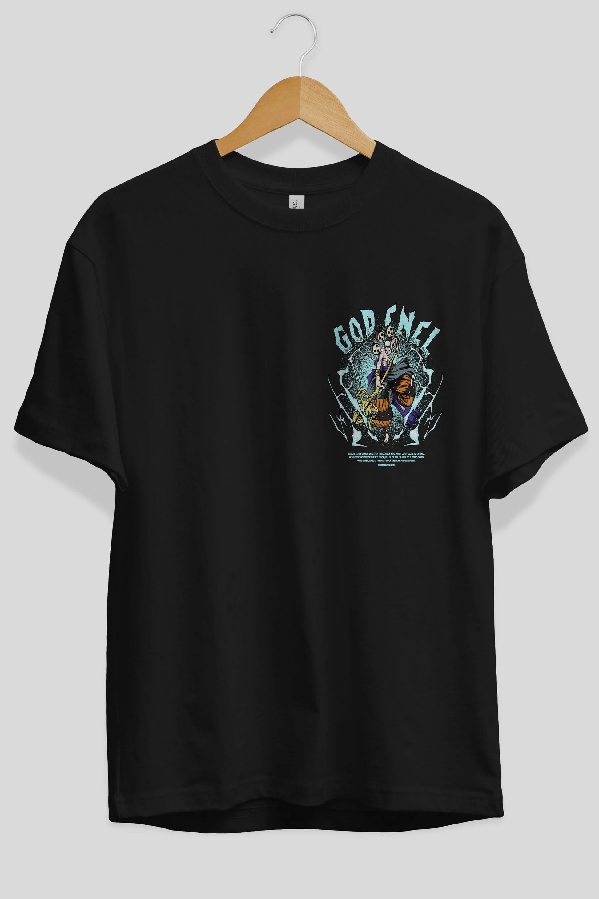 Eneru Ön Sol Baskılı Oversize t-shirt Erkek Kadın Unisex %100 Pamuk Bisiklet Yaka tişort