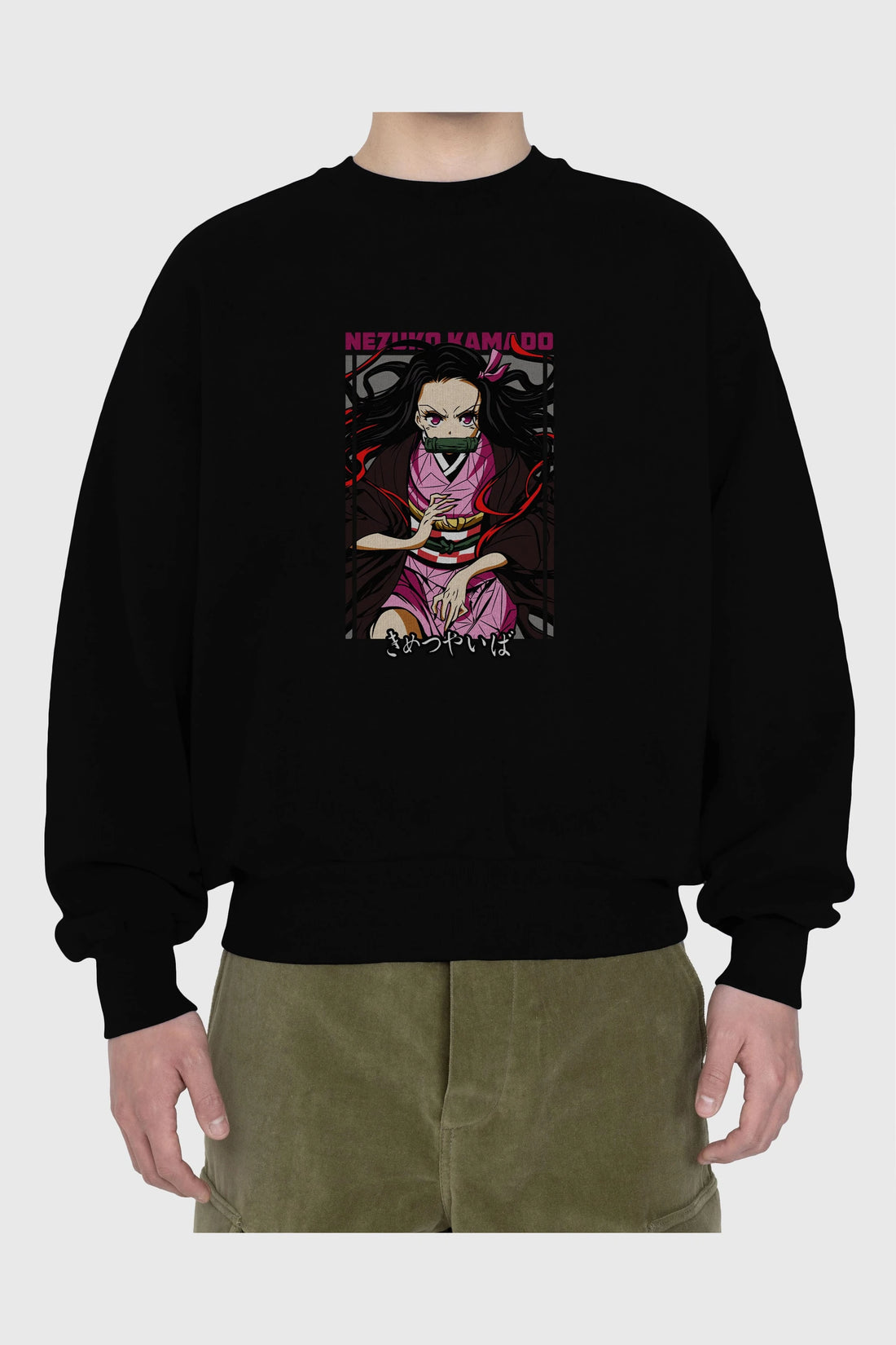 Nezuko Kamado 1 Anime Ön Baskılı Oversize Sweatshirt Erkek Kadın Unisex