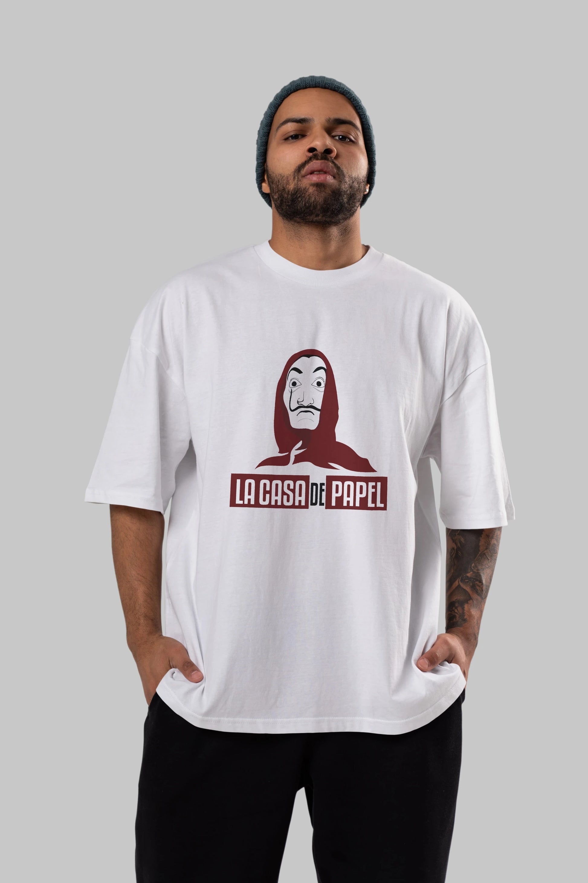 La Casa De Papel (1) Ön Baskılı Oversize t-shirt Erkek Kadın Unisex %100 Pamuk Bisiklet Yaka tişort