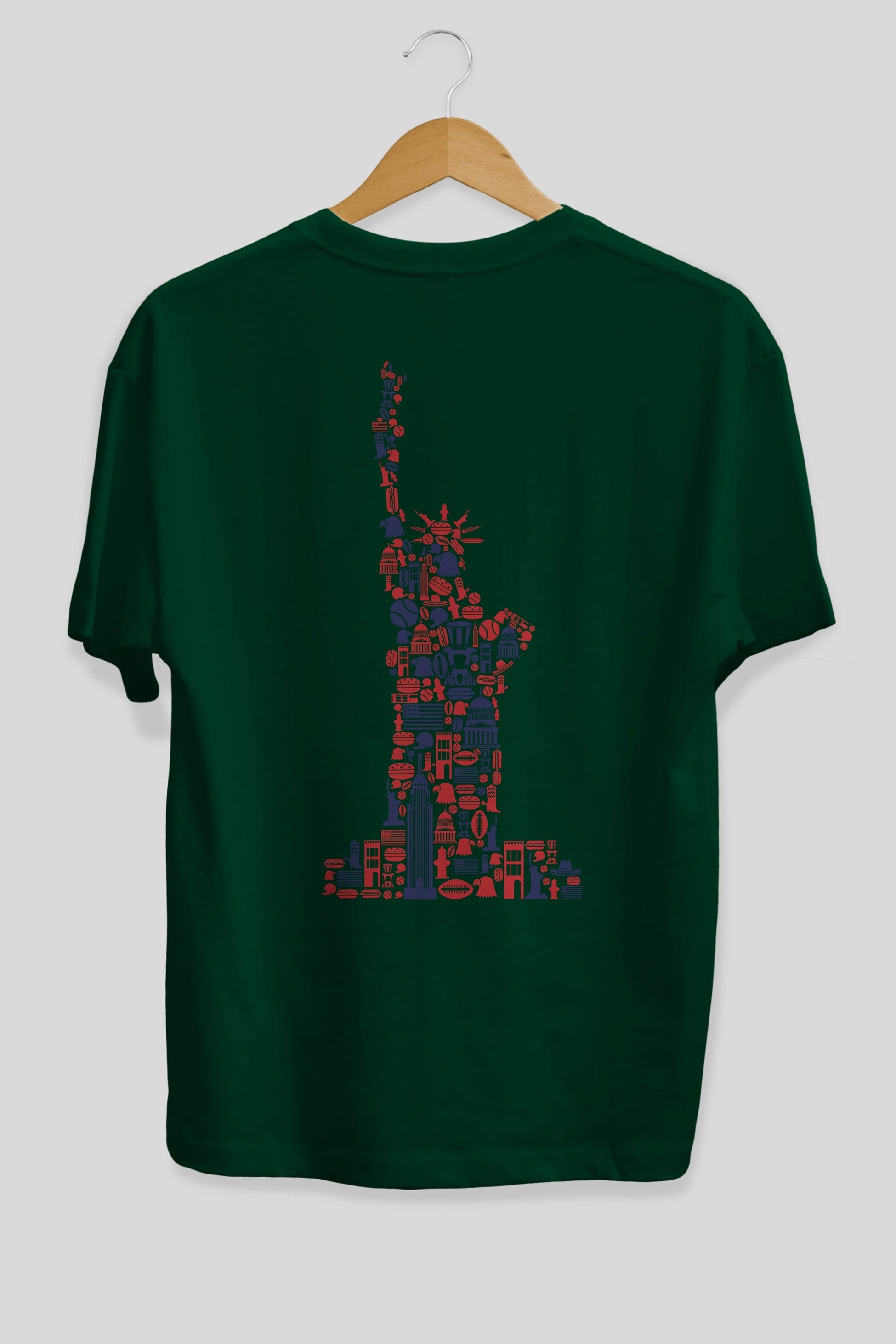 Liberty Arka Baskılı Oversize t-shirt %100 pamuk Erkek Kadın Unisex