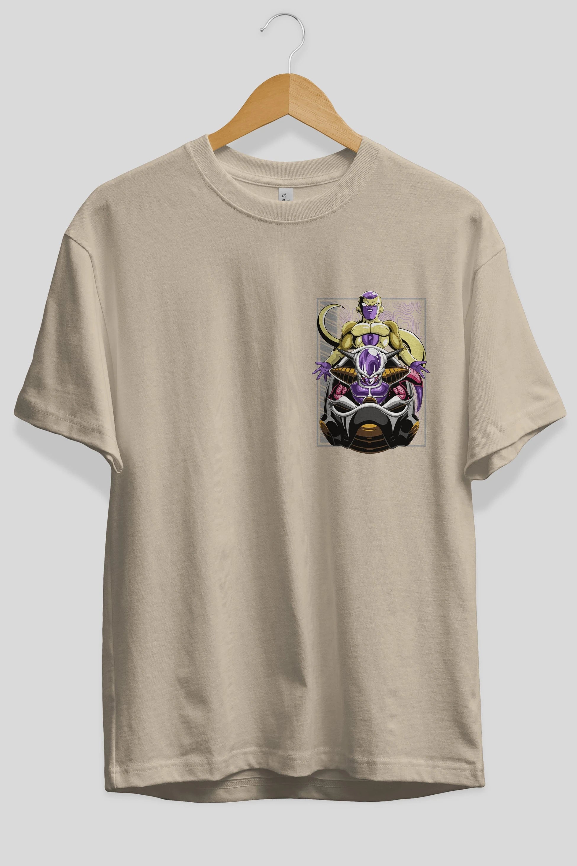 DragonBall Freezer Ön Sol Baskılı Oversize t-shirt Erkek Kadın Unisex %100 Pamuk Bisiklet Yaka tişort