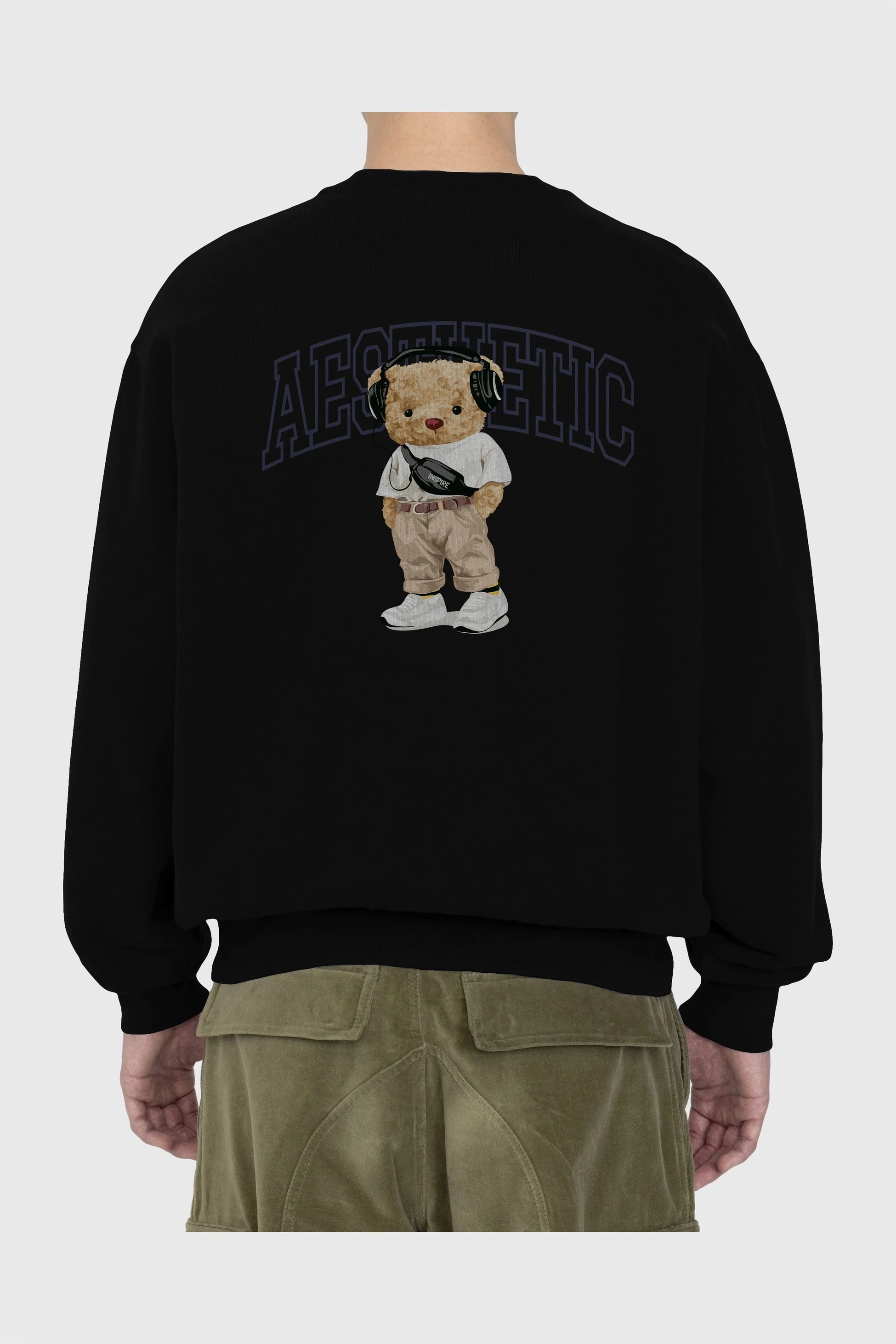 Teddy Bear Aesthetıc Arka Baskılı Oversize Sweatshirt Erkek Kadın Unisex