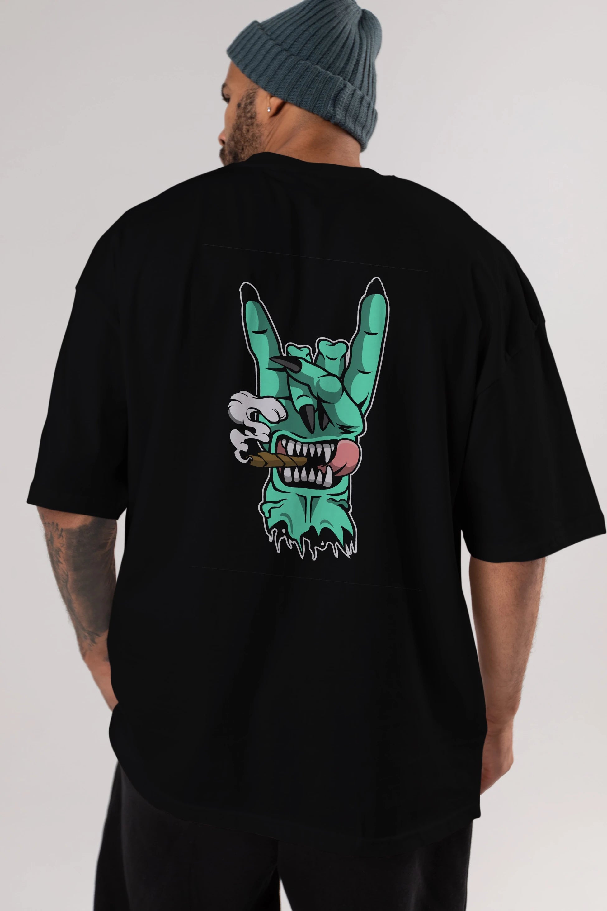 Metal Sign Arka Baskılı Oversize t-shirt Erkek Kadın Unisex %100 Pamuk tişort