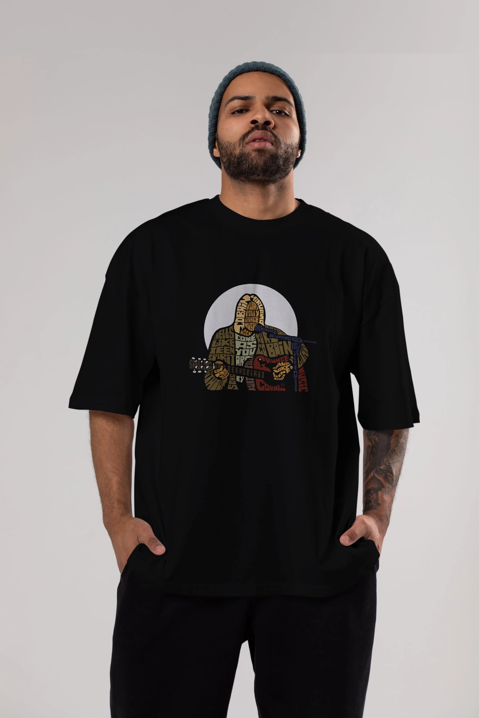 Kurt Cobain Ön Baskılı Oversize t-shirt %100 pamuk Erkek Kadın Unisex