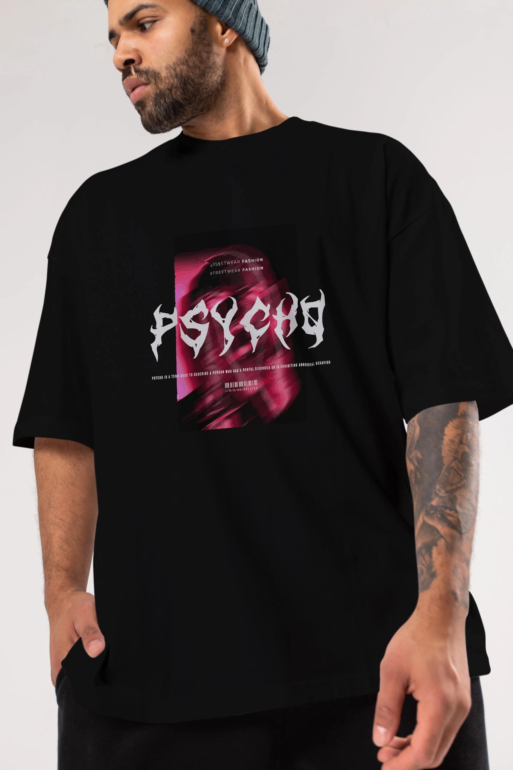 Psycho Streetwear Ön Baskılı Oversize t-shirt Erkek Kadın Unisex