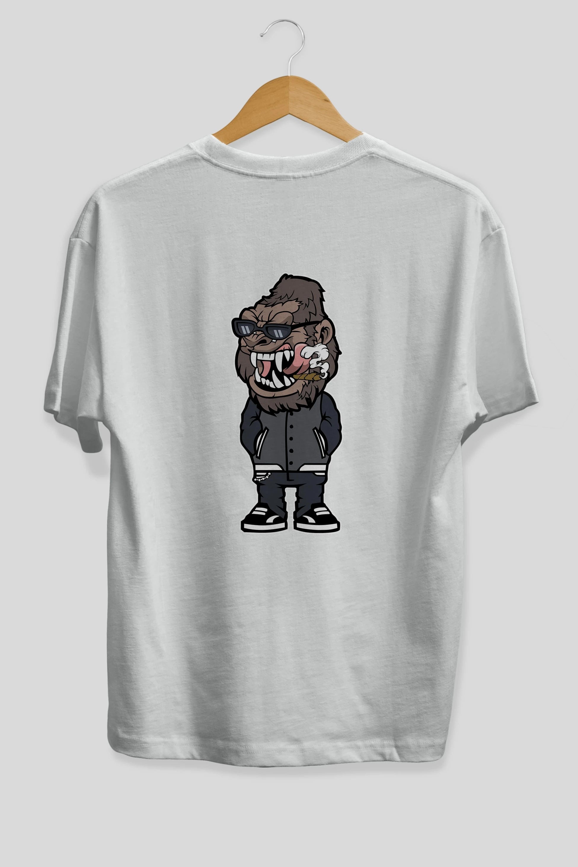 Gorilla Street Style Arka Baskılı Oversize t-shirt Erkek Kadın Unisex %100 Pamuk tişort