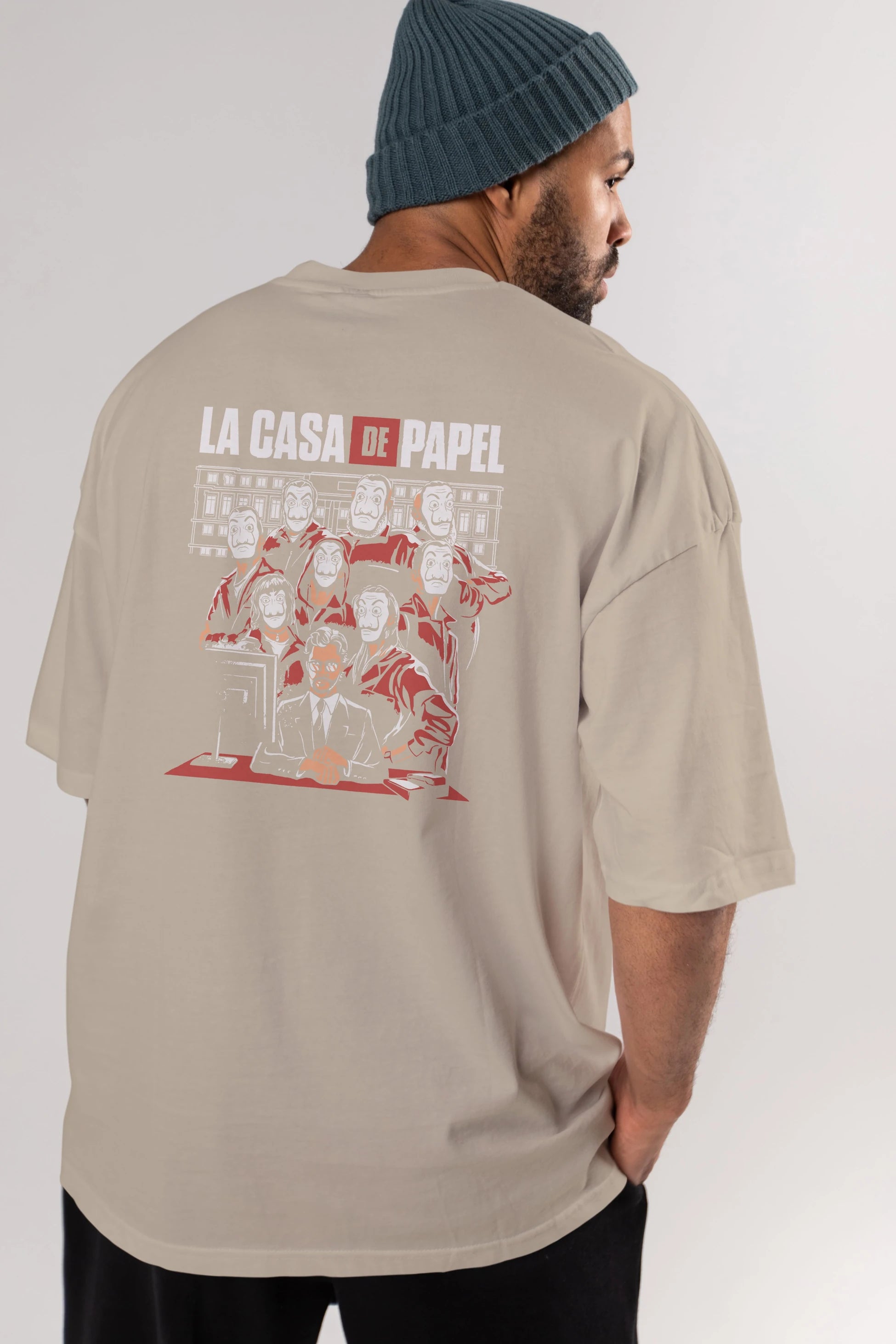 La Casa De Papel (5) Arka Baskılı Oversize t-shirt Erkek Kadın Unisex %100 Pamuk Bisiklet Yaka tişort
