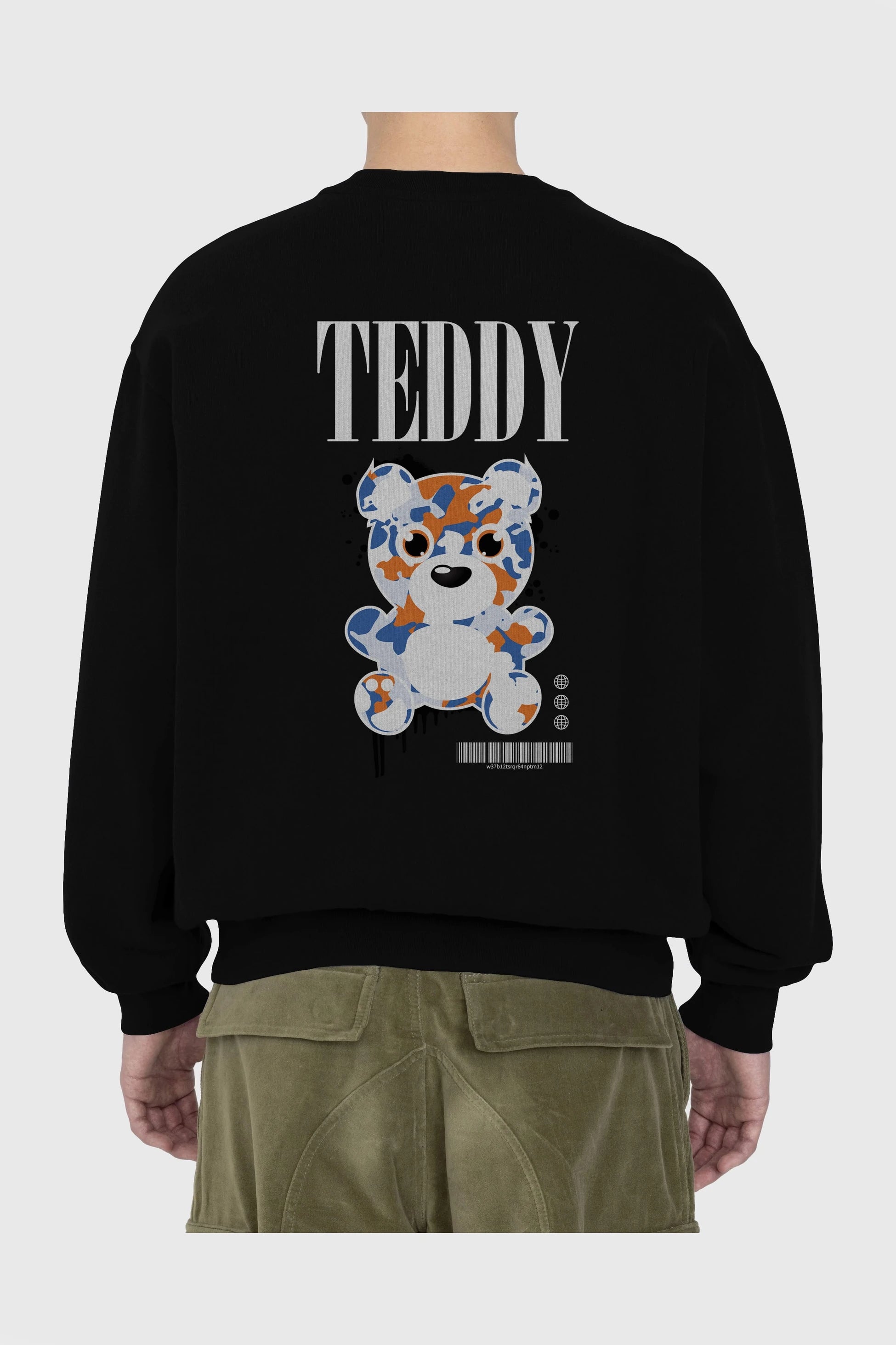 Teddy Bear Streetwear Arka Baskılı Oversize Sweatshirt Erkek Kadın Unisex