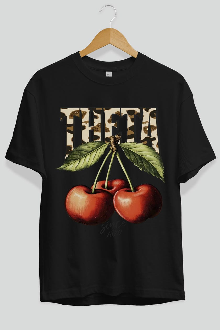 Cherry Cherries 9 Ön Baskılı Oversize t-shirt Erkek Kadın Pamuk Bisiklet Yaka tişort
