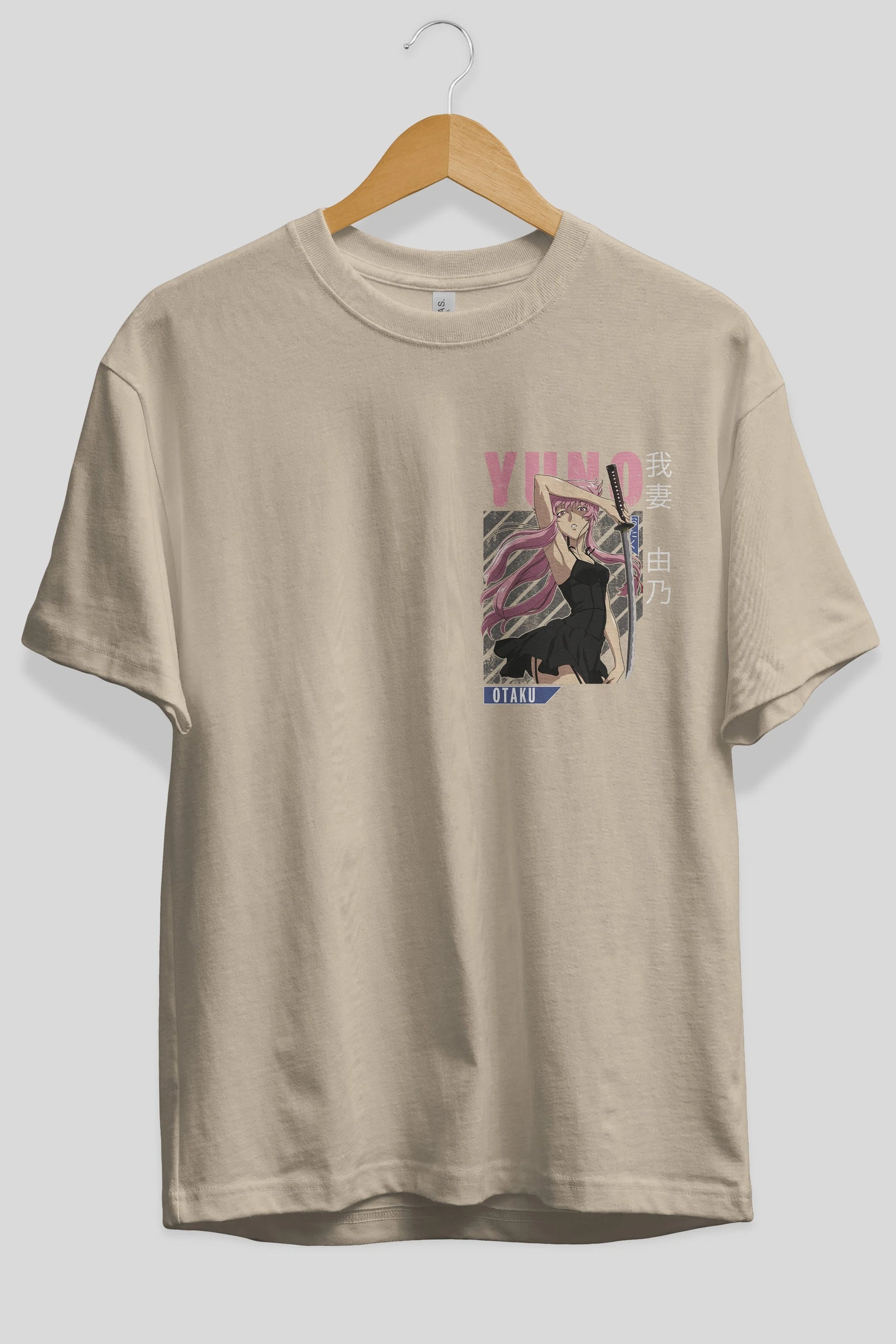 Yuno Gasai 5 Ön Sol Baskılı Oversize t-shirt Erkek Kadın Unisex %100 Pamuk Bisiklet Yaka tişort