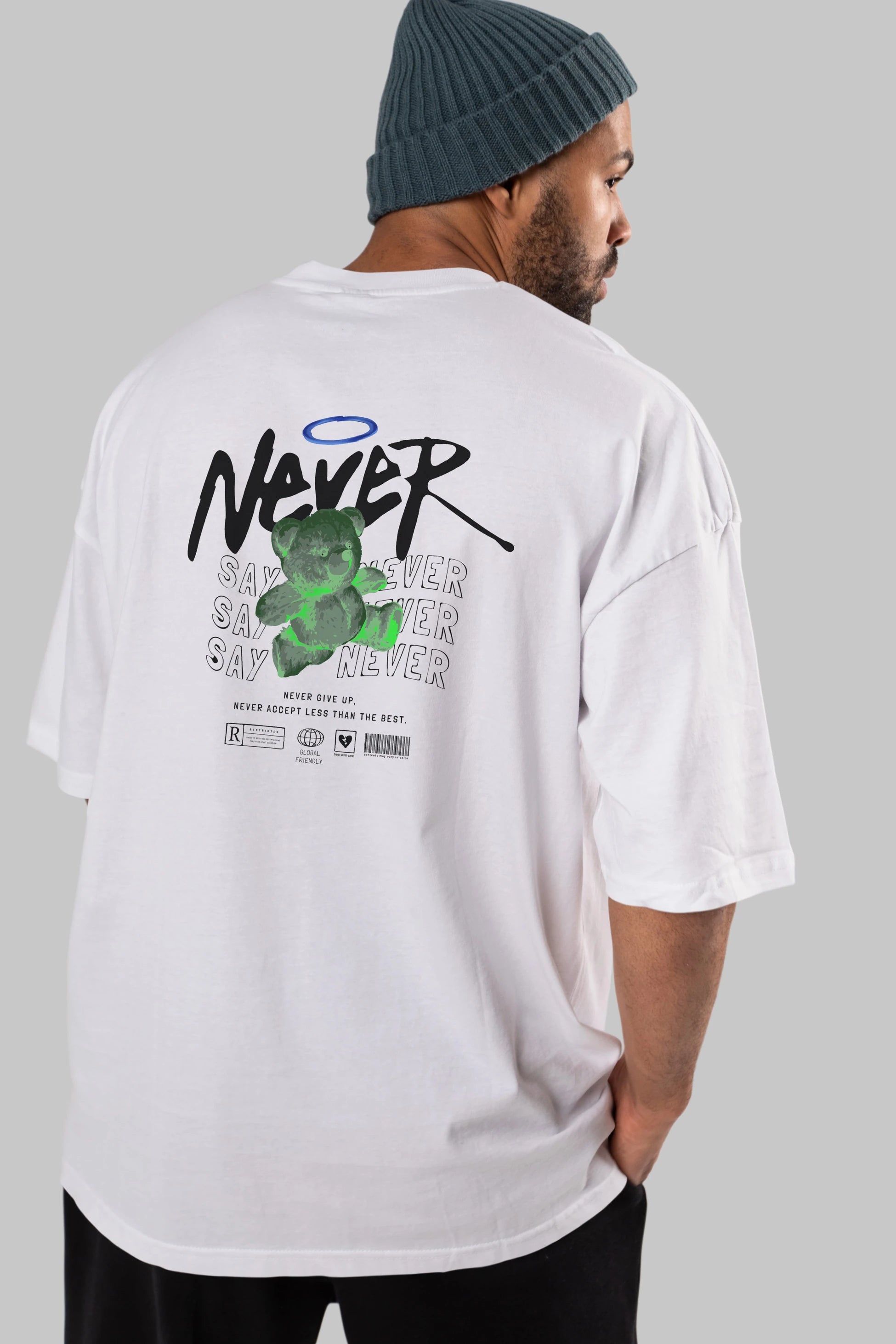 Teddy Bear Never Arka Baskılı Oversize t-shirt Erkek Kadın Unisex
